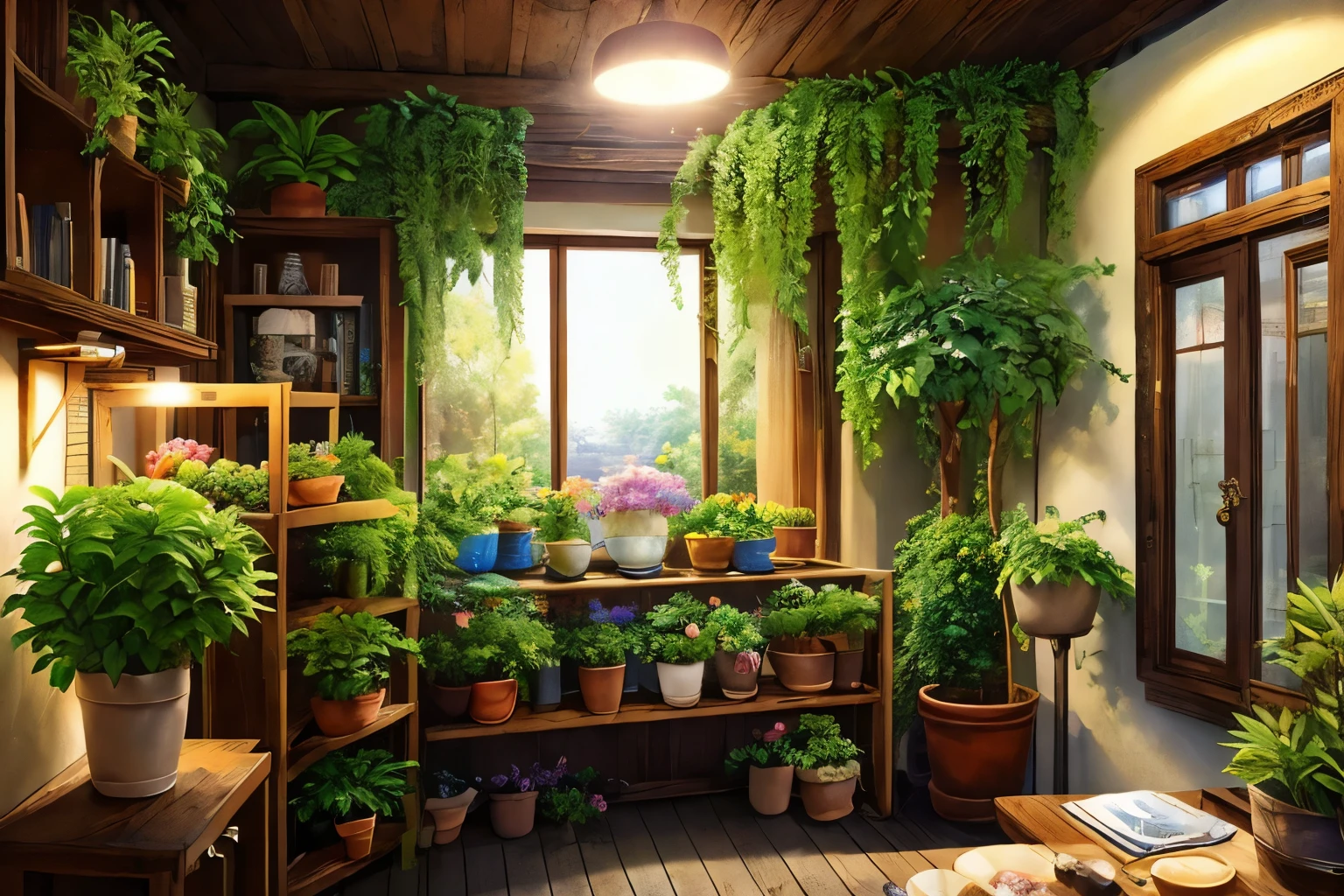 (pixer style)、(((multi-hobby room、A beautifully displayed collection、Foliage plant:1.3、Beautiful Girl Figure:1.1)))、one girl、Miniature Figure Models, Right-to-left light source, Rambrandt Lighting, Right-to-left light source, (isometric drawing), (top down), realistic scale, Post-processing, ((Orthogonal perspective)), Super detailed, realistic, 超realistic, realistic rendering, slightly dim lighting、perfect blurred background、professional photographer