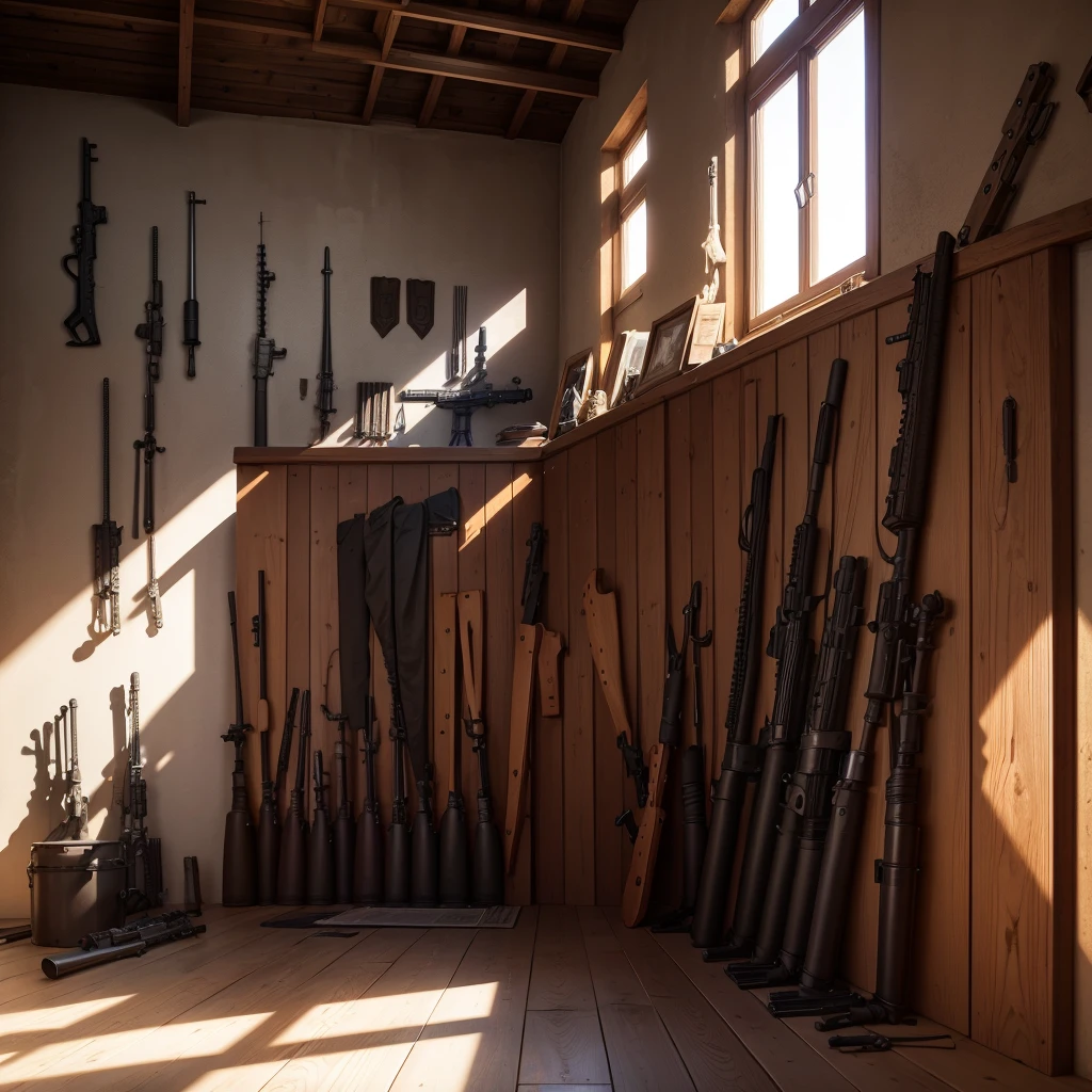 armory with many guns in the wall