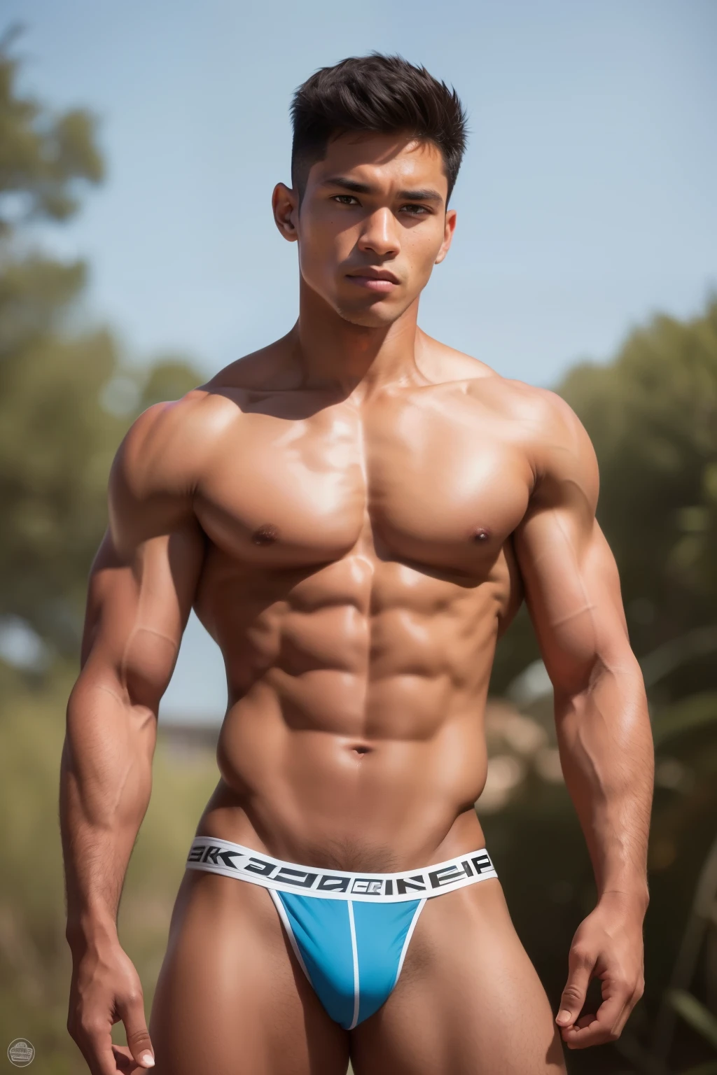 Indigenous man, nineteen years old, lean yet muscular body, visible six-pack abs, jacked physique, chiseled definition. (masterpiece), (ultra high resolution), (extremely defined), (remarkably detailed), six-packs, indian, 19 years old, lean body, muscular build, visible abs, (athletic:1.3), best quality, super high resolution, solo, (realism:1.4), (photorealistic:1.2), focused on six-packs, (intense:1.1).