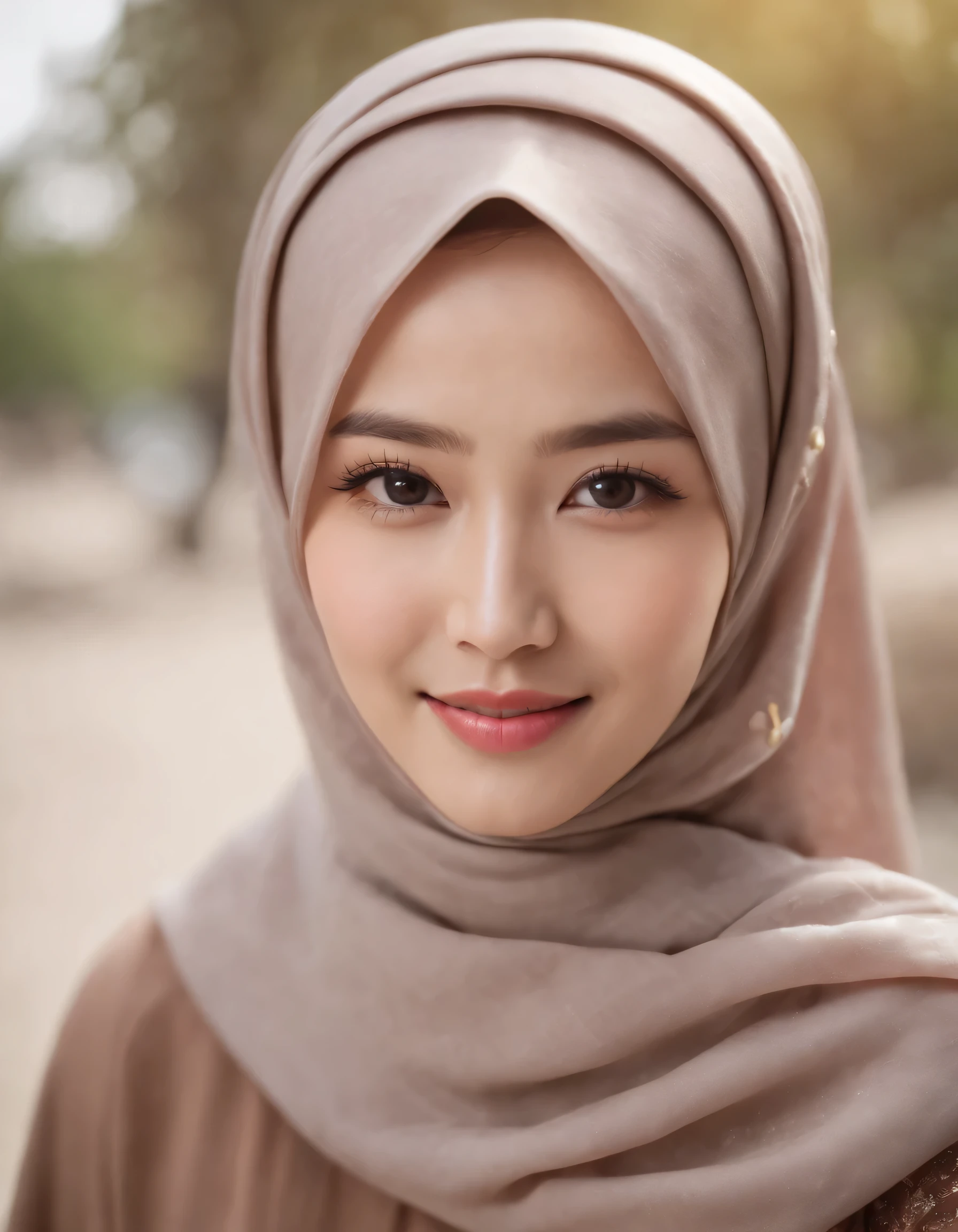 Beautiful Korean attractive Muslim women wearing beautiful hijab with smiley face, ultra realistic, 8k
