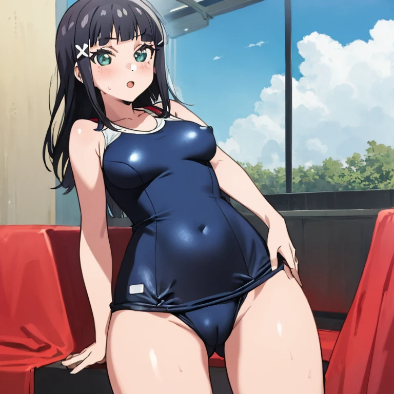 masterpiece, best quality, ultra detailed, best illustration, nsfw, 1girl, one-piece swimsuit, Dia_Genjitsu_no_Yohane, おまんこ