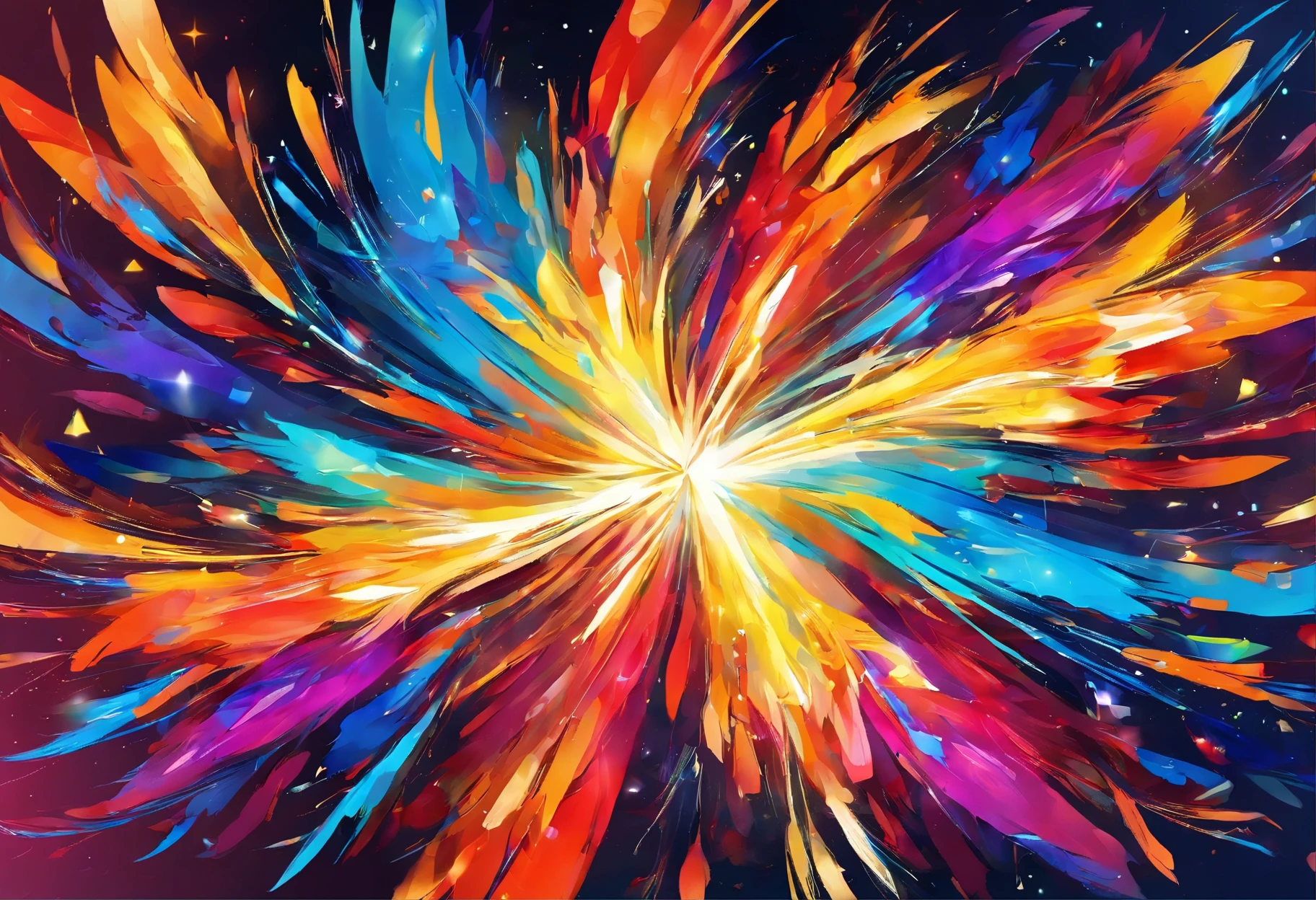 Brilliant flying fireworks,A visual feast blooming on a dark background。The mysterious sky represented by oil painting art,wild and,The soul is struck in it。The picture is full of passion and struggle,High details reveal the creative exploration of abstract souls。Immerse yourself in it,Experience a wonderful and dark world。