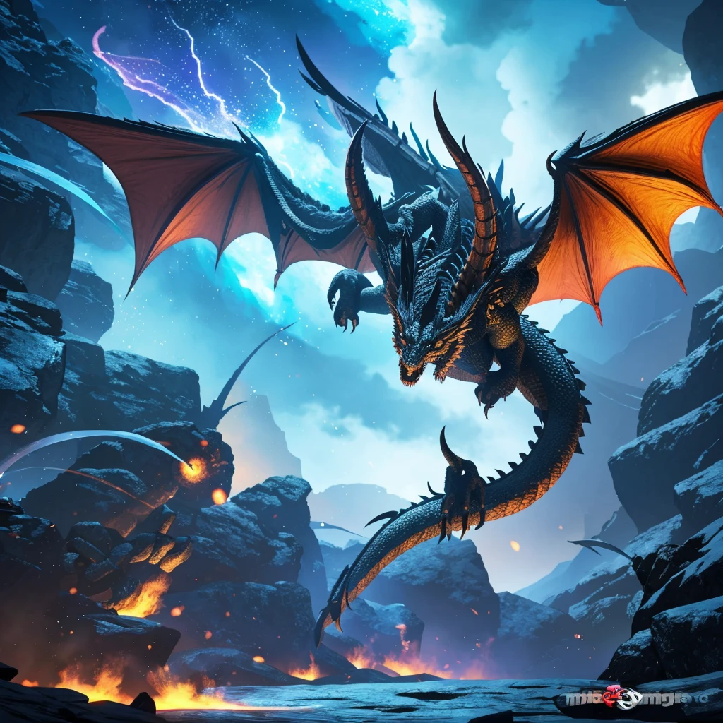 a huge magical dragon,Game illustration style,High level of detail,full body display