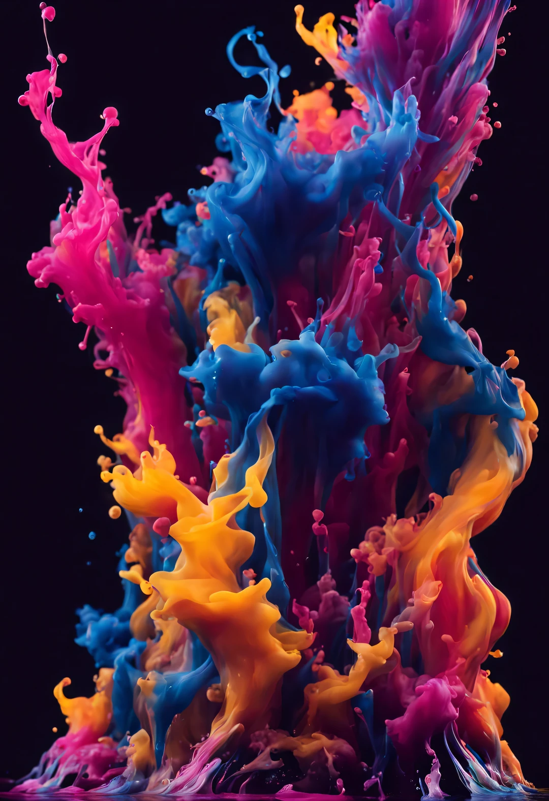 Photo of colored ink poured into water and splashing