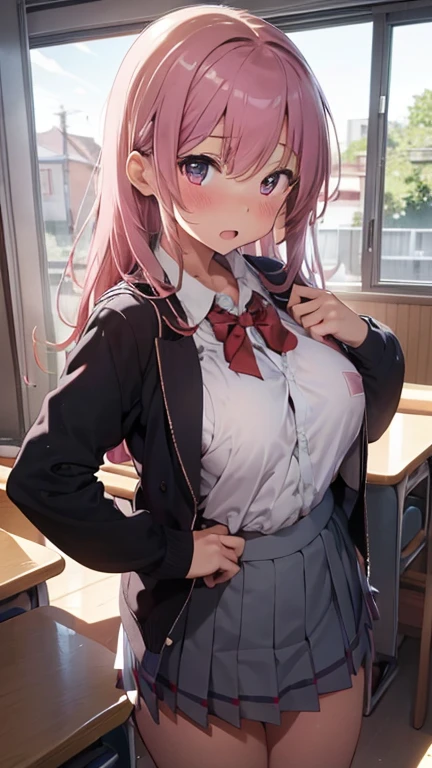 mastute piece,Best Quality,insanely detailed,8k cg,nsfw,
take a picture of the whole body,2girl,line up in a row,standing split,(school uniform,breast out,no bra,no skirt,bare breast,diaper),blush,shy,ecstasy face,gasping,pink hair,perfect breasts,perfect nipples,open mouth,school room,