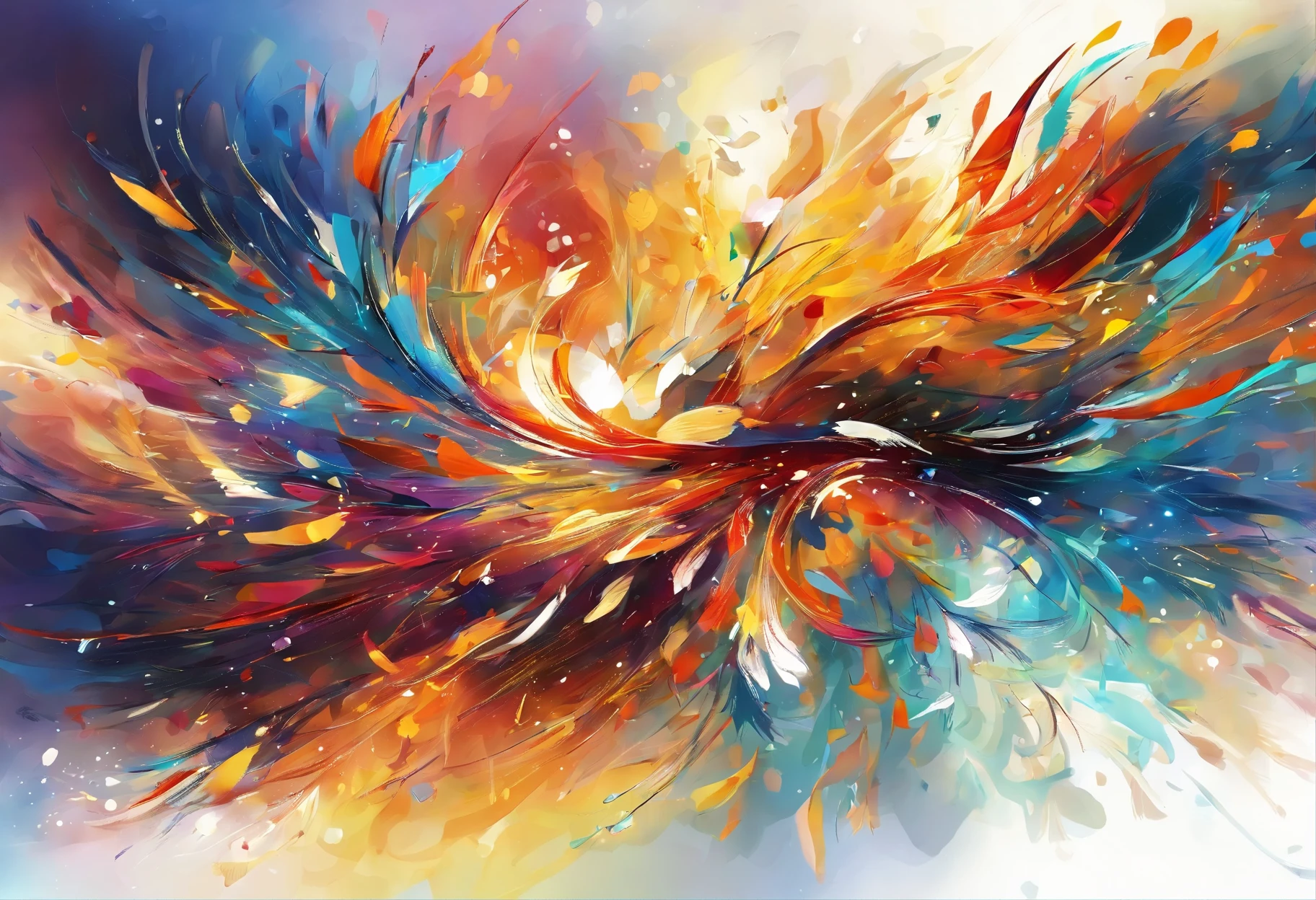 Brilliant flying fireworks,A visual feast blooming on a dark background。The mysterious sky represented by oil painting art,wild and,The soul is struck in it。The picture is full of passion and struggle,High details reveal the creative exploration of abstract souls。Immerse yourself in it,Experience a wonderful and dark world。
