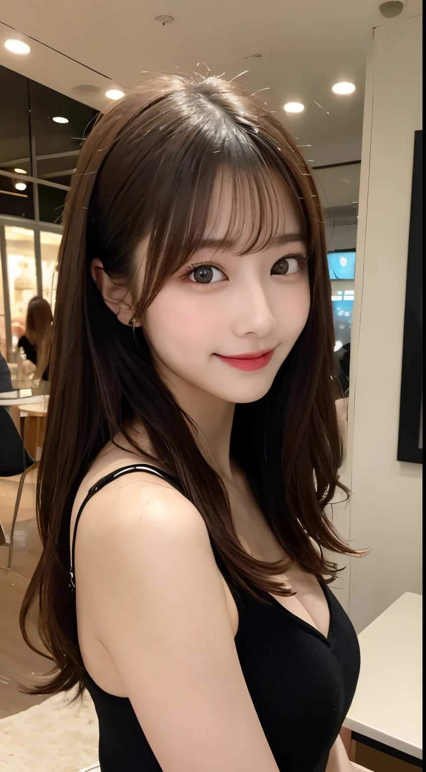table top, highest quality, shape, Super detailed, finely, High resolution, 8k wallpaper, 完璧なダイナミックな構shape, beautiful and detailed eyes, Trendy Women's Winter Fashion,ponytail,small breasts natural color lip, sexy pose,smile,Harajuku、20 year old girl、sexy look for the camera