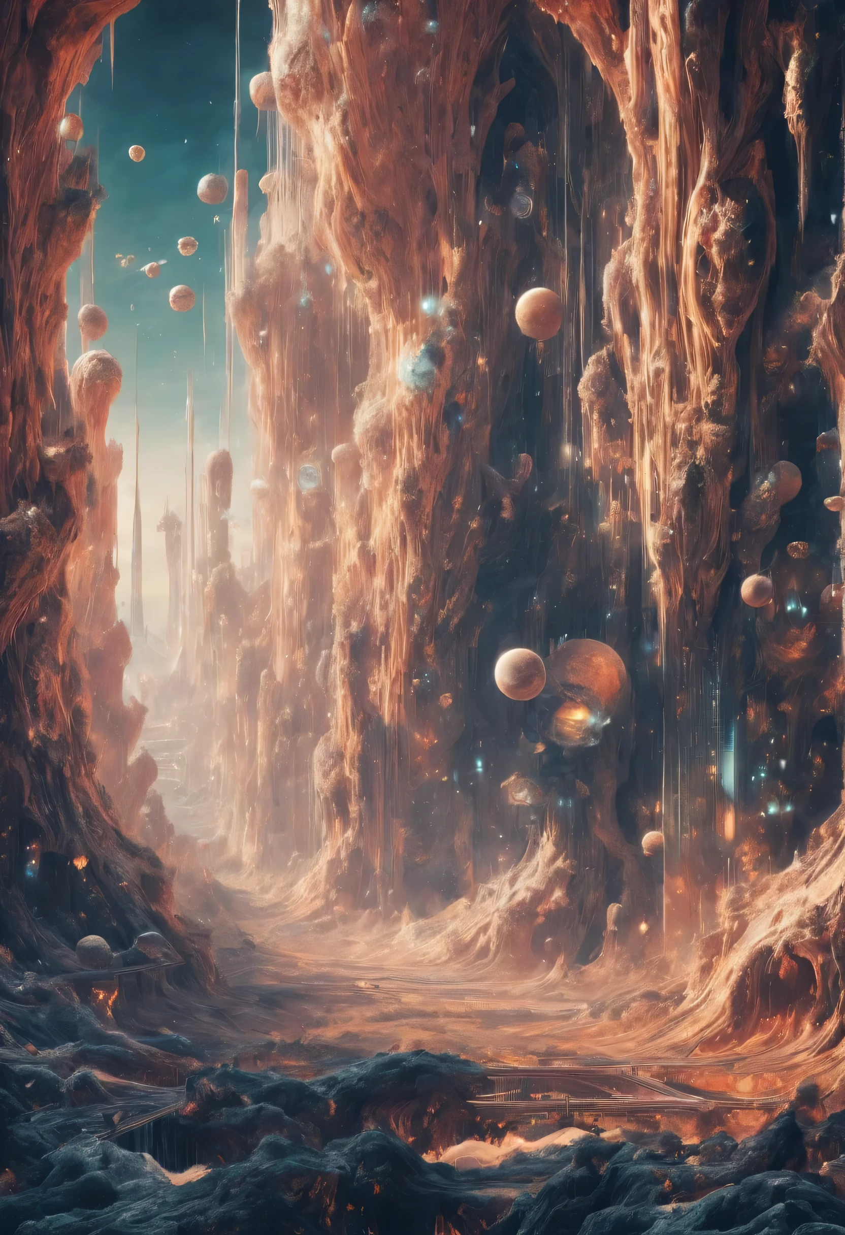 View of the futuristic city. Elements of this image courtesy of NASA