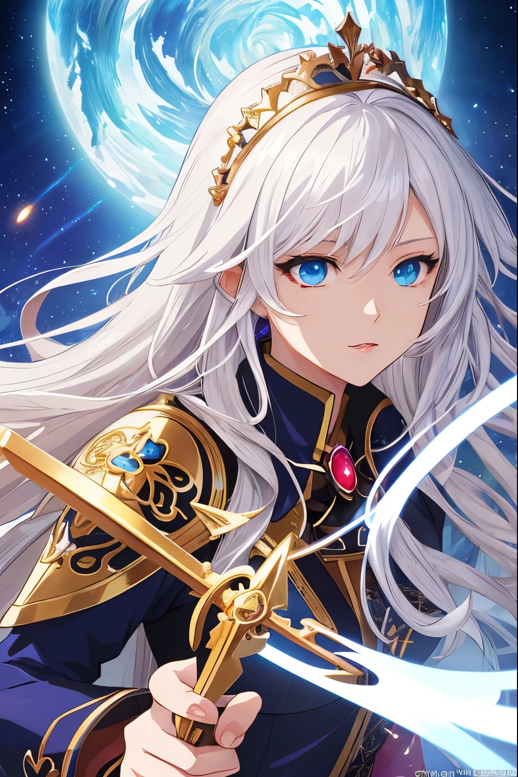 a woman with long white hair and blue eyes in a dress, portrait knights of zodiac girl, anime goddess, knights of zodiac girl, detailed digital anime art, beautiful celestial mage, beautiful alluring anime woman, extremely detailed artgerm, white haired deity, detailed key anime art, detailed anime artwork, detailed anime character art, a beautiful fantasy empress, shadowverse style