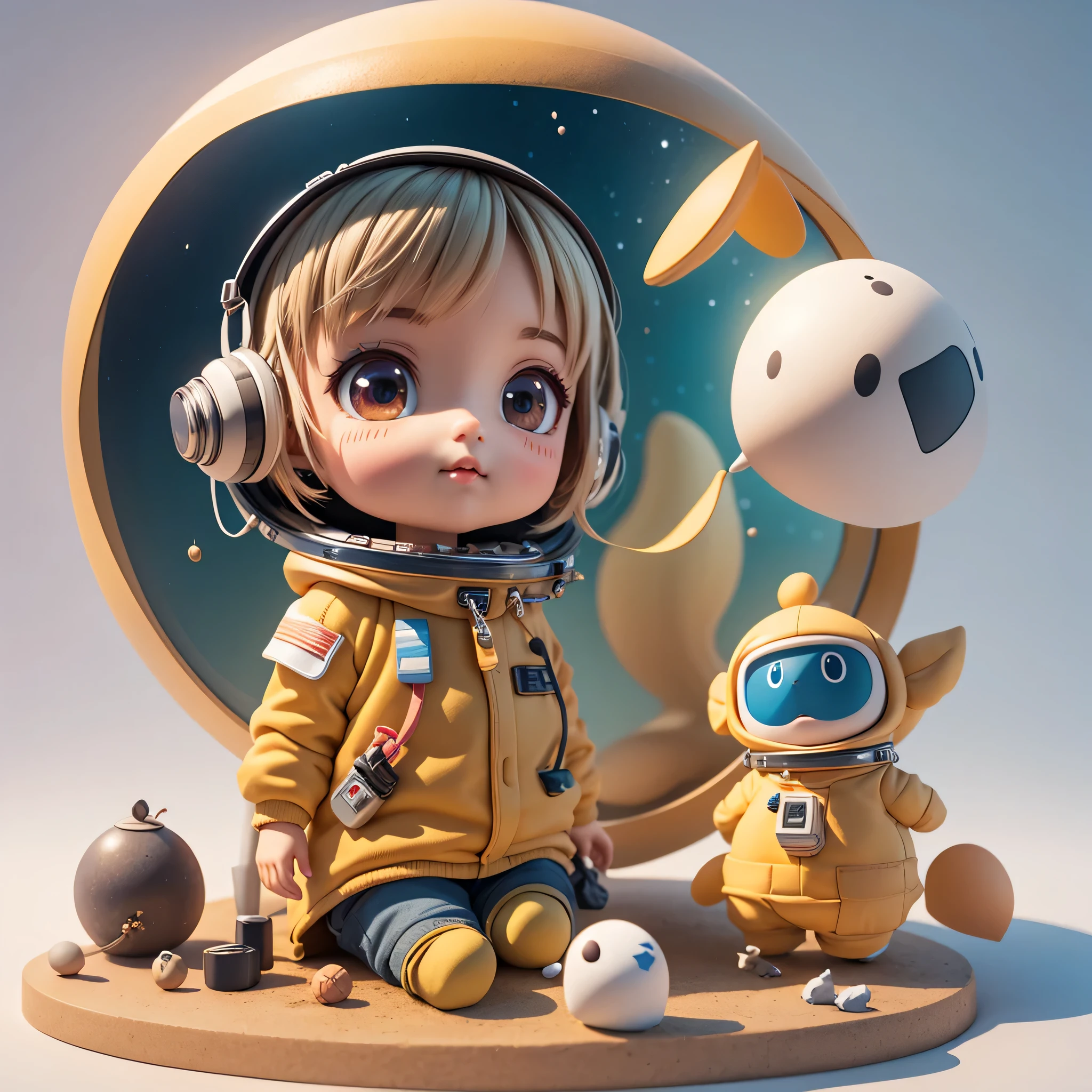 (((Seamless))) (((left to right))) There is a little doll with helmet and helmet, cute 3d rendering, little astronaut looking up, portrait anime space cadet boy, cute 3d anime boy rendering, cute detailed digital art, male explorer mini cute boy, 3d rendering stylized, 3d rendered character art 8k, cute digital painting, anime style 3d, super detailed rendering (((Seamless))) (((left to right)))