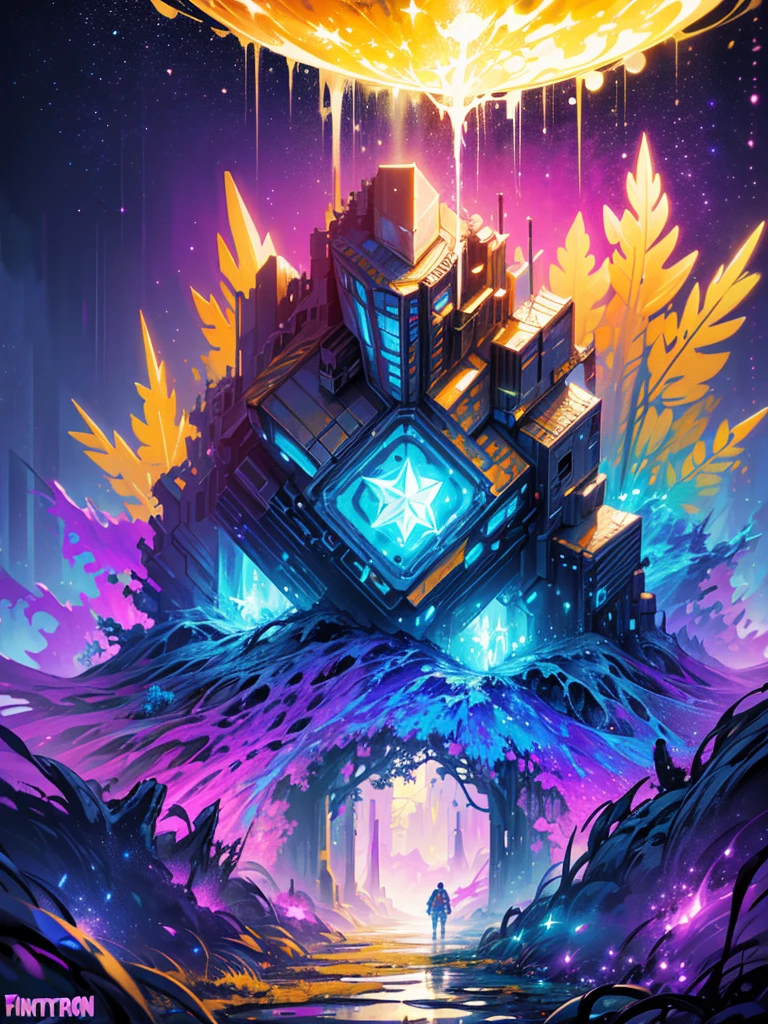 (splash art:1.2), Floral oil painting, Ink dripping (Cybertron Star, universe, Mechanical City, Fortnite style, Mechanical Forest, moon, futuristic), (Colorful ink splash style:1.5), (extremely colorful, best quality, detailed details, masterpiece, official art, Lighting effects, 8K, chiaroscuro)