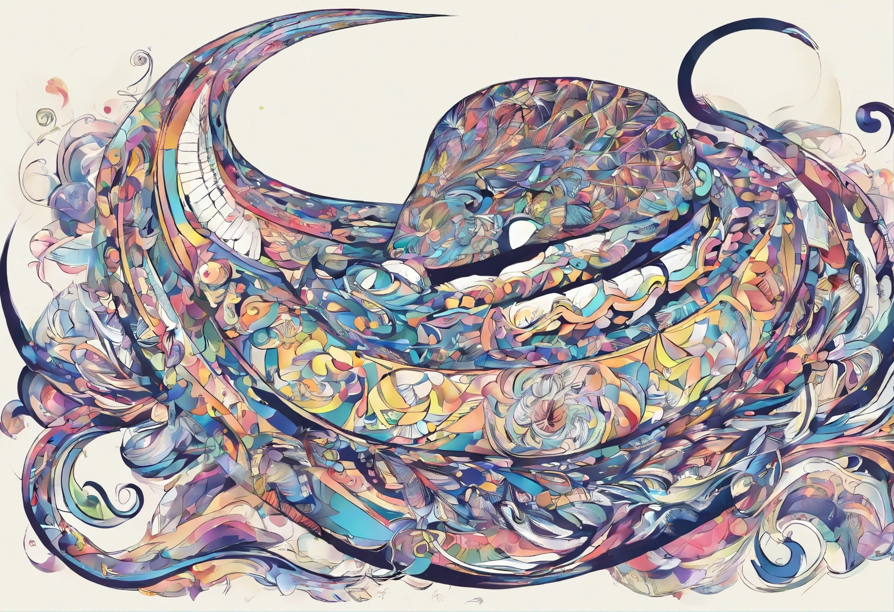 turtle head snake body，Xuanwu comes to the world，A visual feast blooming on a dark background。The mysterious sky represented by oil painting art，wild and，The soul is struck in it。The picture is full of passion and struggle，High details reveal the creative exploration of abstract souls。Immerse yourself in it，Experience a wonderful and dark world。