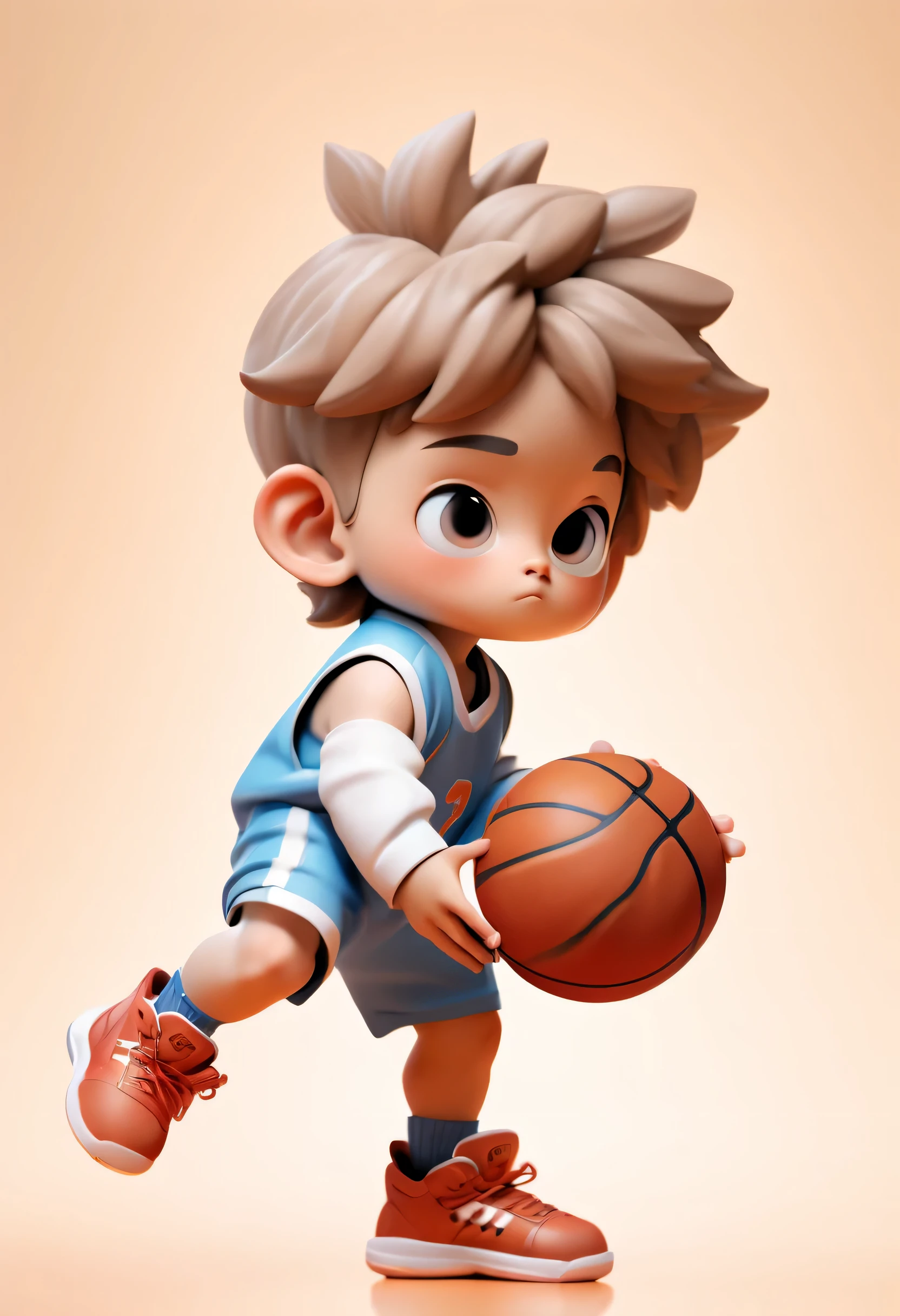 masterpiece,best quality,8k,official art,ultra high resolution,Ovo style,chibi,1 boy,A boy in sportswear holds a basketball in his hands,simple background,