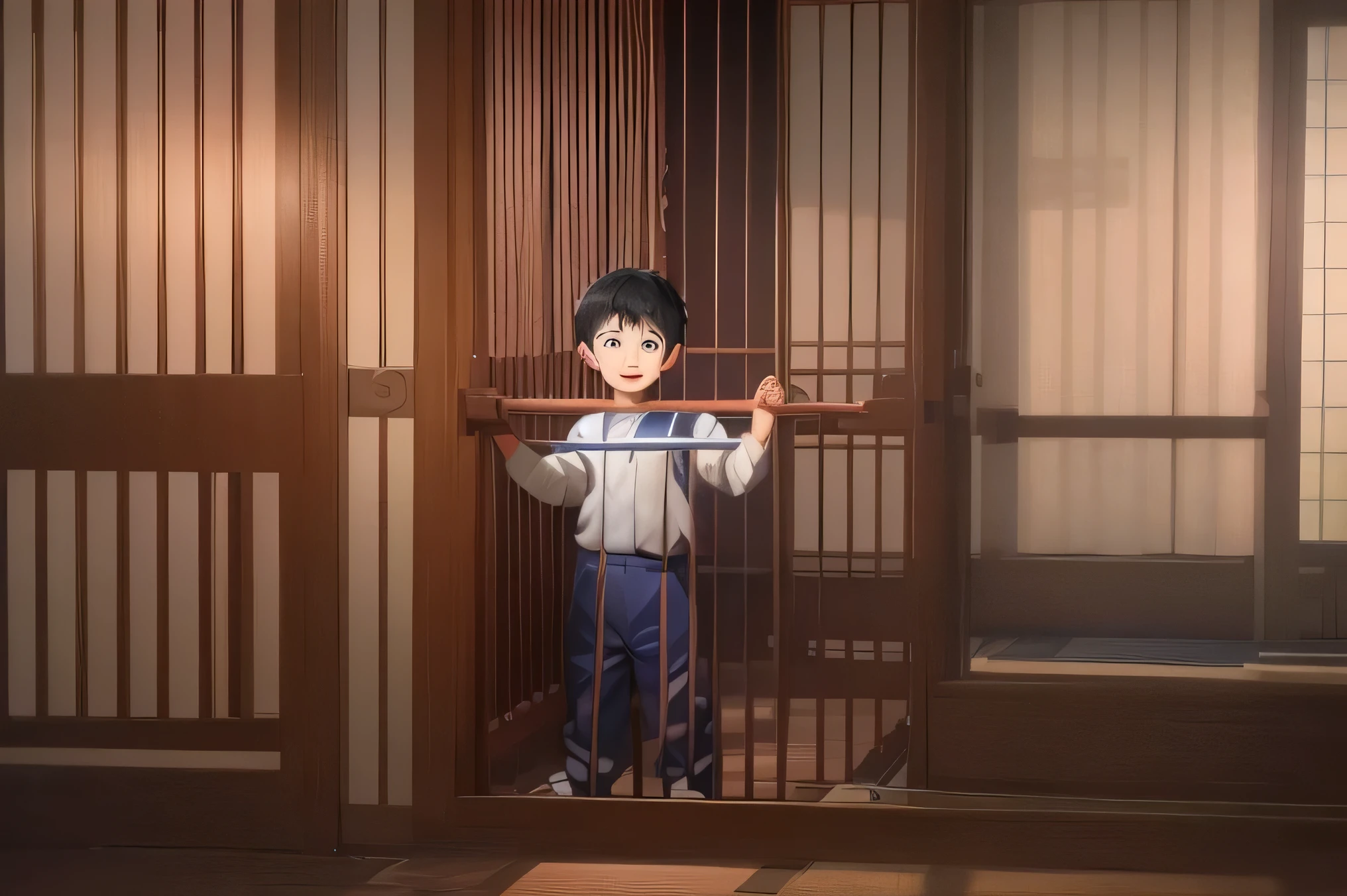 Chinese primary school students,Wearing a Chinese school uniform,,real,photo,The expression is sad,positive,arafed boy in a prison cell with bars and a door, 站in prison cell, in prison, 关在prison里, in prison cell, prisoner, cell rod, little child, young , beginner, In prison, Innocence, child们的, in a japanese apartment, prison, Shot with Leica SL2, 坐在prison里, child, outstanding,photo