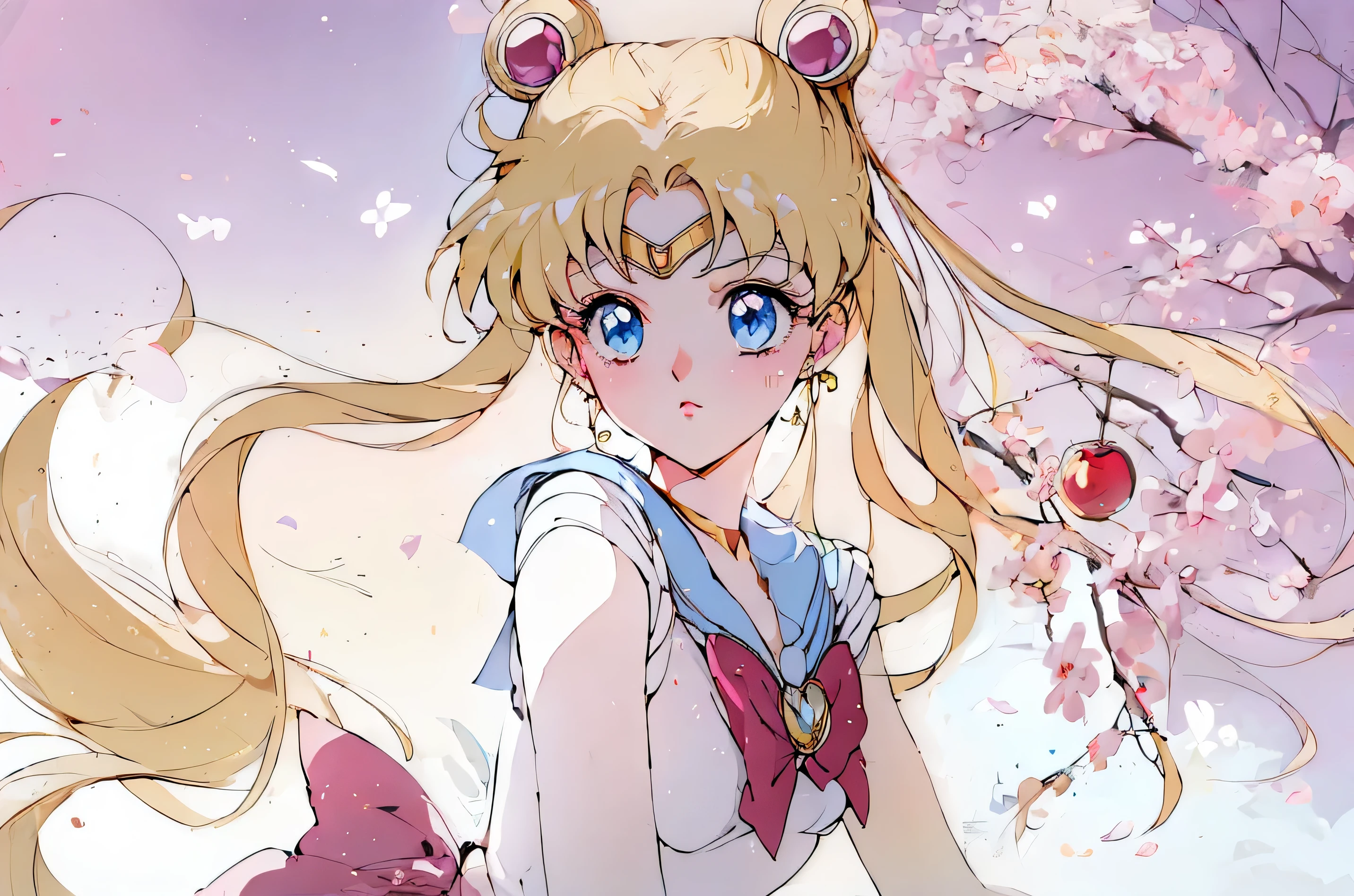 anime girl with long blonde hair and blue eyes sitting under a tree, the sailor moon. beautiful, sailor moon!!!!!!!!, sailor moon style, sailor moon aesthetic, by Sailor Moon, inspired by Sailor Moon, anime princess, anime goddess, beautiful anime, anime wallaper, anime style 4 k, anime wallpaper, inspired by Naoko Takeuchi, pretty anime girl