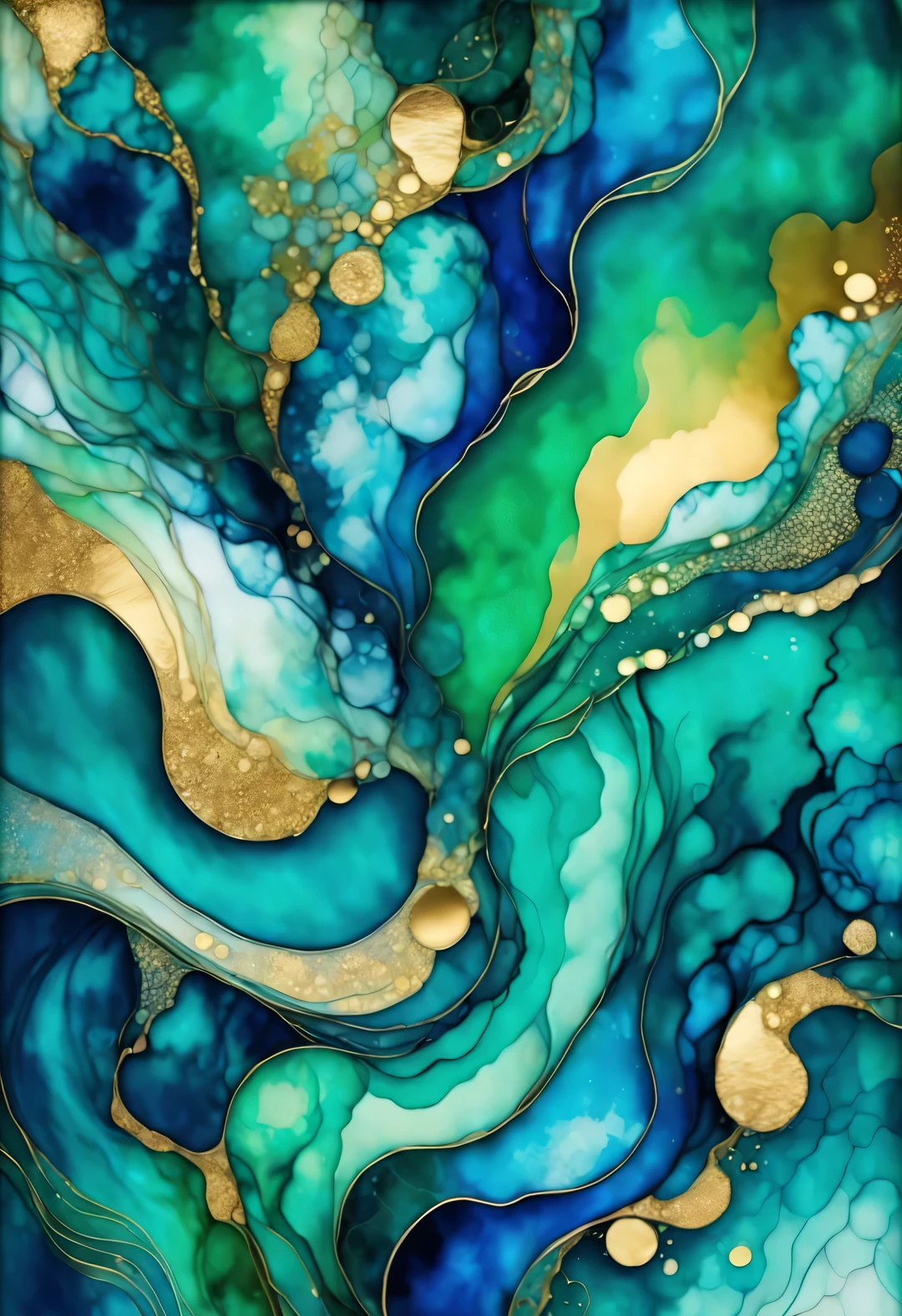 Alcohol ink abstract washed background,flowing,mix,Sapphire blue,blue,Kaneko,Emerald green,gradient color,acrylic paint,Waves and terraces texture
