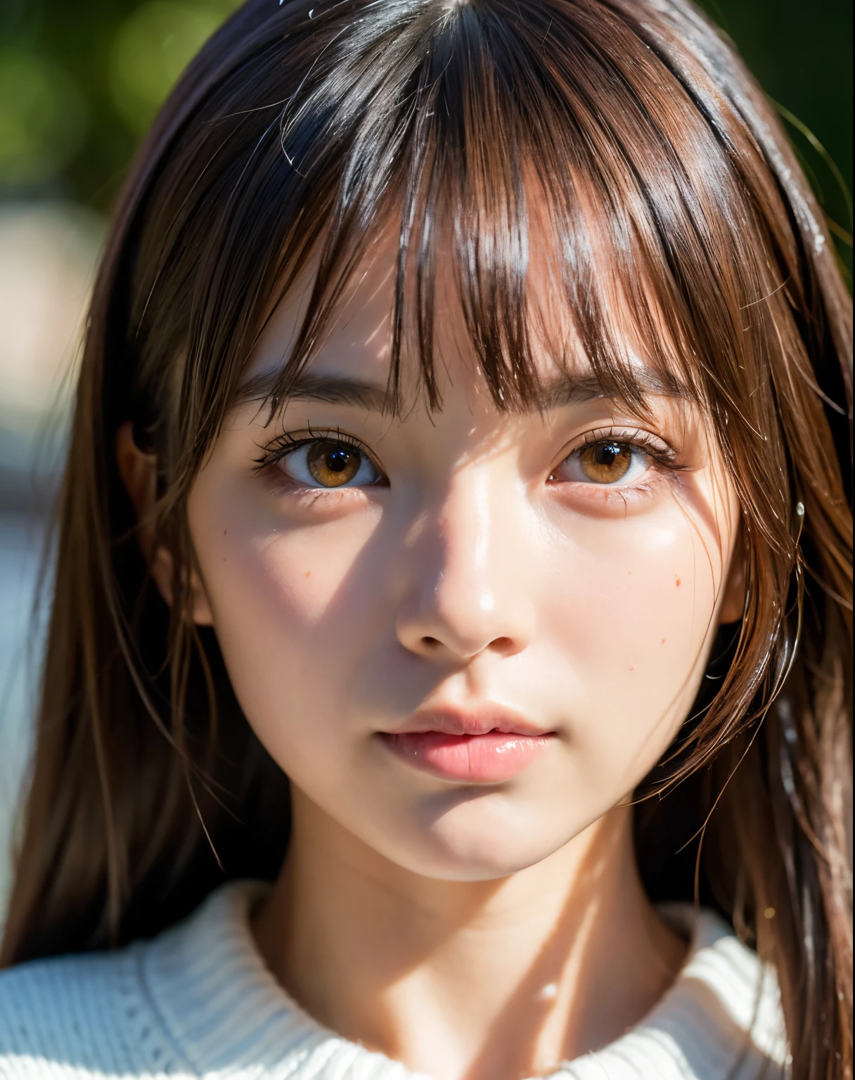 best quality, face focus, soft light, ultra high res, (photorealistic:1.4), RAW photo,
1japanese girl, solo, cute, (pupil, lights in the eyes), detailed beautiful face, (),(high resolution detail of human skin texture),
(long hair),
Outside, Tokyo,
Damask white sweater, open ,
(portrait)