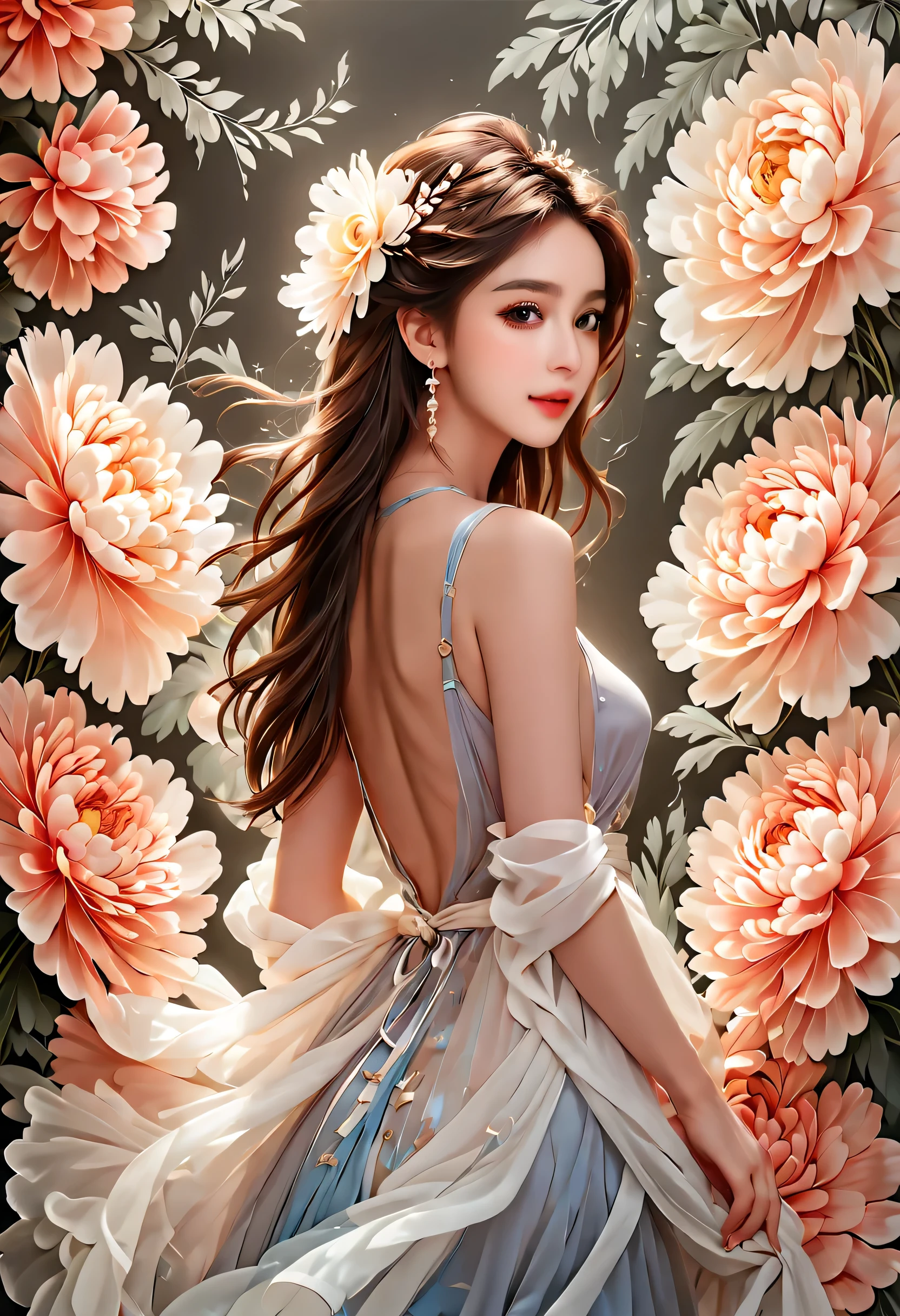 (masterpiece,best quality,actual:1.2),1 girl,floral background,