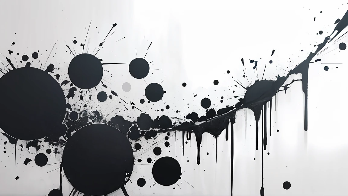 wall graffiti, abstract, ink splatter, black on white