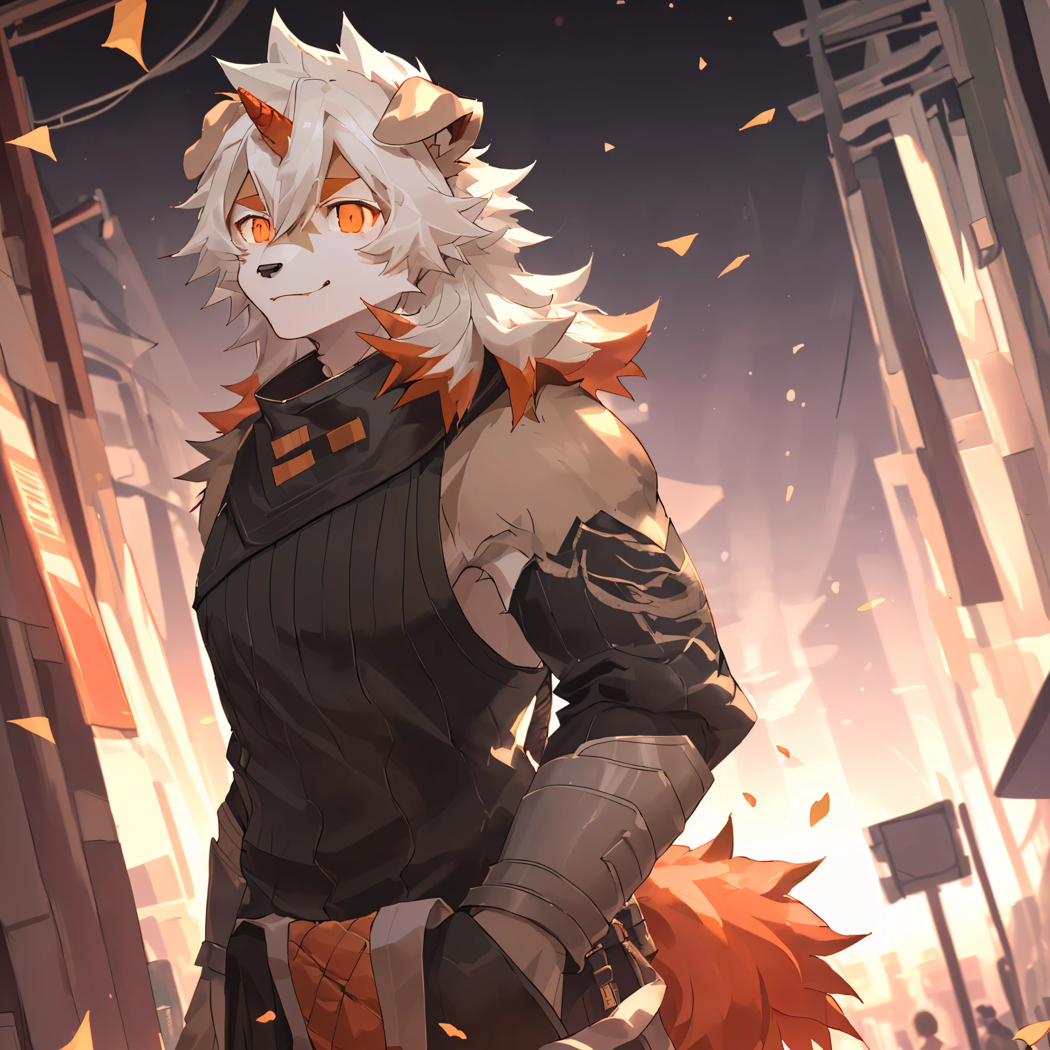 masterpiece, best quality, official art, Extremely detailed CG unified 8k wallpaper, overtake详细, Best Illustration, best shadow, perfect lighting,white fur, hairy male,hairy, Two-tone fur,striped hair, dog ears, animal ears,brown fur, Bangs, orange hair, white hair, medium hair, orange eyes, alone,black pupils,Orange tail,hairy尾巴,tall and strong,Smile,solo,hairy,hairy尾巴,Detailed background,4K,CG beautiful,depth of field, perfect lighting, The highest quality of light particles),(masterpiece),(overtake,sharp focus,light particles,eyes,watching_exist_audience, Smile, alone, hairy,Endearing,Upper body, Sunlight, table,锐利的eyes,Serious yet dignified,only,young,overtake清屏幕,soft lines,(overtake详细),depth of field, motion blur,masterpiece, best quality, official art, Extremely detailed CG unified 8k wallpaper, overtake详细, Best Illustration, best shadow, perfect lighting,white fur, hairy,Two-tone fur,striped hair, dog ears, animal ears,brown fur, Bangs, orange hair, white hair, medium hair, orange eyes, alone,black pupils,Orange tail,hairy尾巴,tall and strong,solo,hairy尾巴,male, middle aged,Detailed background,4K,CG beautiful,depth of field, perfect lighting, The highest quality of light particles),(masterpiece),(overtake,sharp focus,light particles,eyes,watching_exist_audience,alone, hairy,Upper body, Sunlight,锐利的eyes,Serious yet dignified,only,young,overtake清屏幕,soft lines,(overtake详细),depth of field, motion blur,whole body,rim light,Backlight,overtake细节的,night falls,sunset,City,street view,high detail,high quality,high resolution,Full HD,1080P,Humanity((dramatic))epic, dynamic poses, a scene in, (overtake详细), sharp focus,motion blur, depth of field,Handsome,young,reflective,Bleak,Extreme perspective and powerful composition, ridiculous, perfect anatomy,masterpiece:1.2),ultra-de oba ed,actual:1.37,HD R,UHD,studio lighting,extreme detaildescription,professional,bright colors,Bokeh,The atmosphere is lively, natural lighting, Great view,(bright colors),(distant horizon),(peaceful environment),(impressionist style), (Evocative atmosphere), (Majestic vistas),masterpiece, best quality, official art, Extremely detailed CG unified 8k wallpaper, overtake详细, Best Illustration, best shadow, perfect lighting,white fur, hairy,Two-tone fur,striped hair, dog ears, animal ears,brown fur, Bangs, orange hair, white hair, medium hair, orange eyes, alone,black pupils,Orange tail,hairy尾巴,tall and strong,solo,hairy尾巴,Detailed background,4K,CG beautiful,depth of field, perfect lighting, The highest quality of light particles),(masterpiece),(overtake,sharp focus,light particles,eyes,watching_exist_audience,alone, hairy,Upper body, Sunlight,锐利的eyes,Serious yet dignified,only,young,overtake清屏幕,soft lines,(overtake详细),depth of field, motion blur,whole body,medium shot,Front view,morning light,rim light,Backlight,soft light,Psychedelic,overtake细节的,Fallen leaves all over the ground,night falls,sunset,night falls的街角,forest,City,street view,high detail,high quality,high resolution,Full HD,1080P,Humanity((dramatic))epic, dynamic poses, a scene in, (overtake详细), sharp focus,motion blur, depth of field,Handsome,young,reflective,Bleak