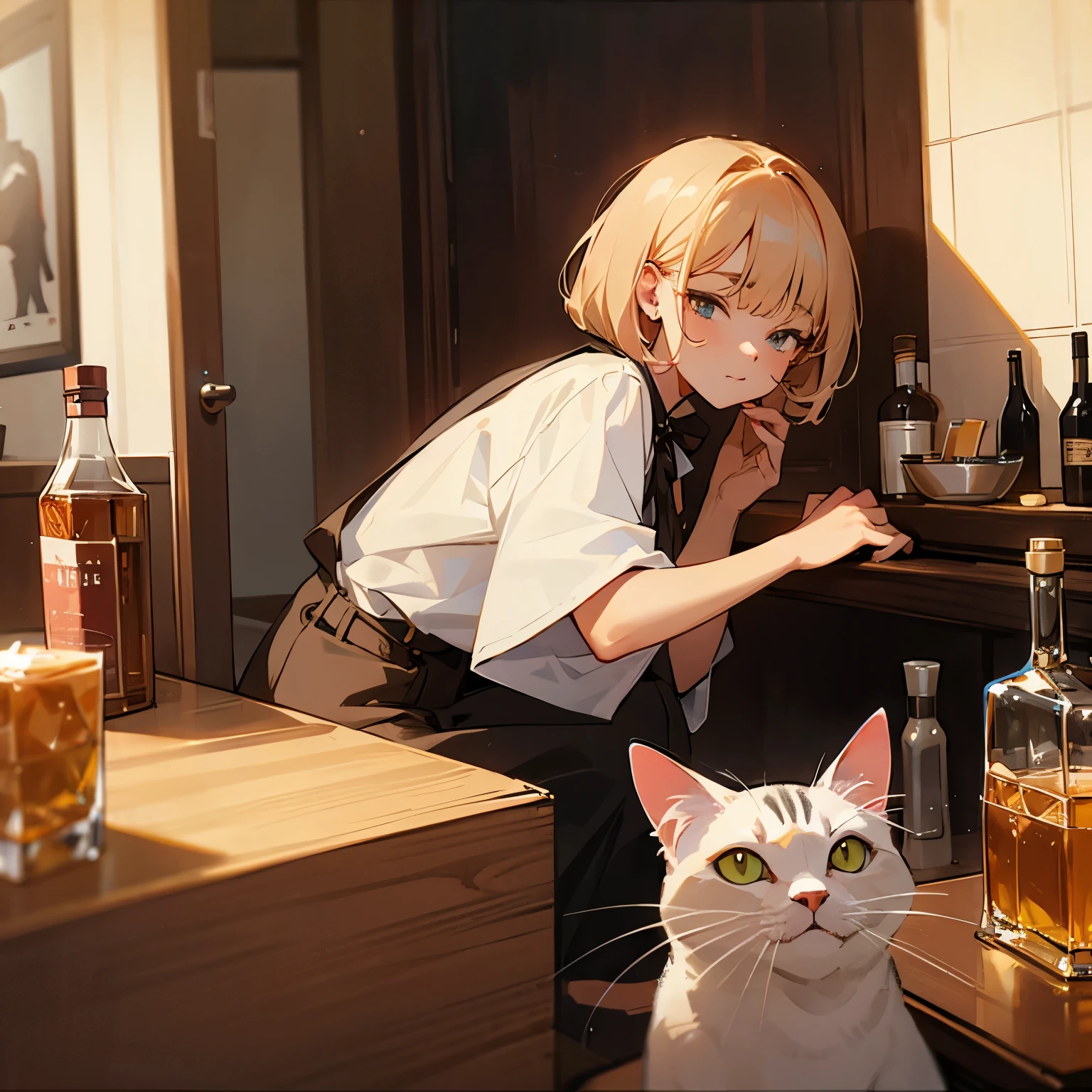 cat and whiskey