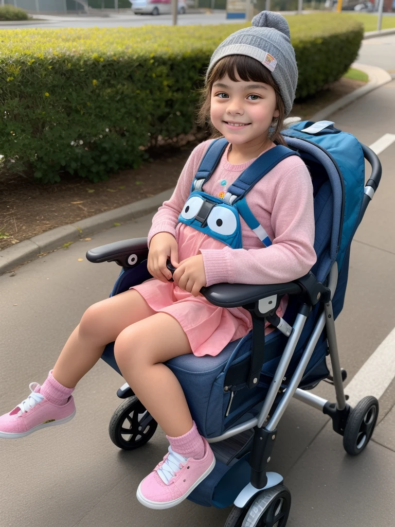 1girl, ager, sitting in a stroller