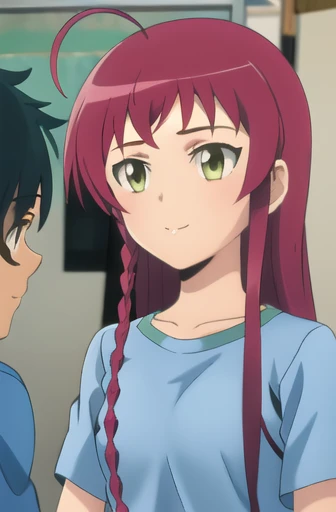 1girl, 1boy, yusa emi, maou sadao, couple, kiss, looking at another, happy,    highres, absurdres,