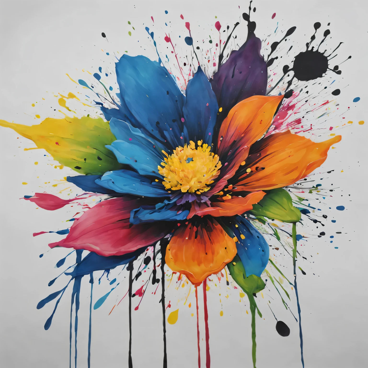 Ink splash art flower