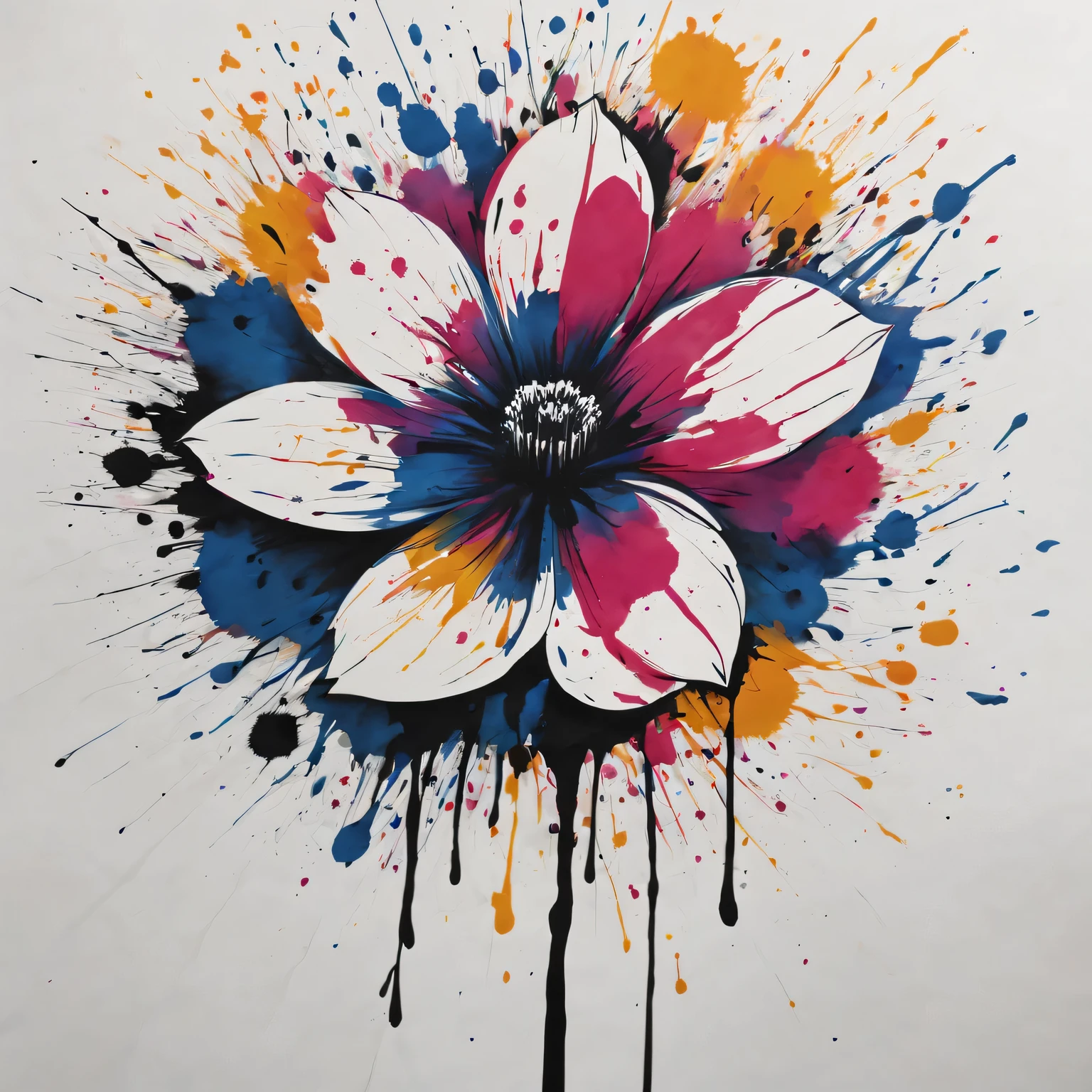 Ink splash art flower