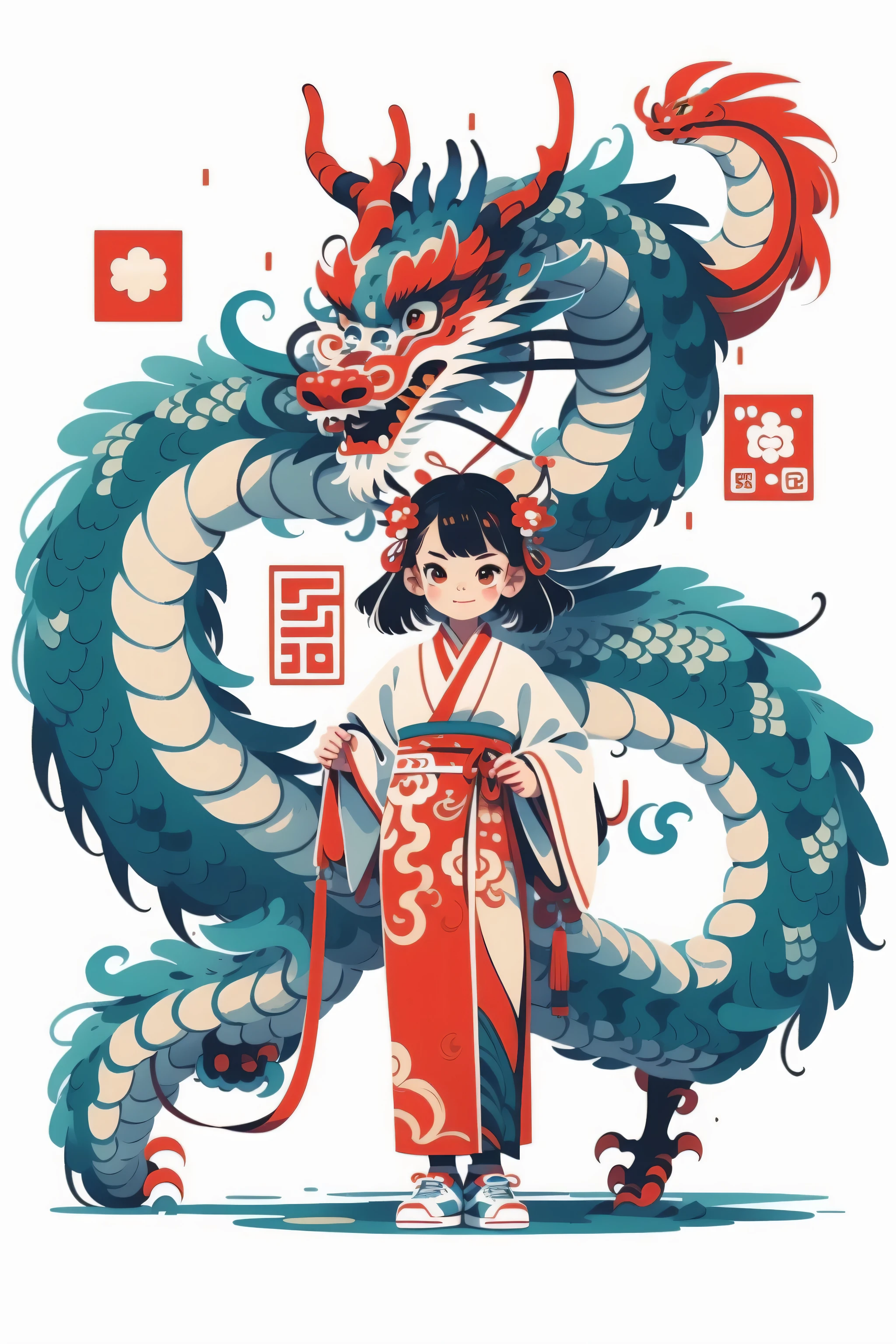 megawatt_bpxxh,1 girl,a chinese dragon,Red,simple background, White background
