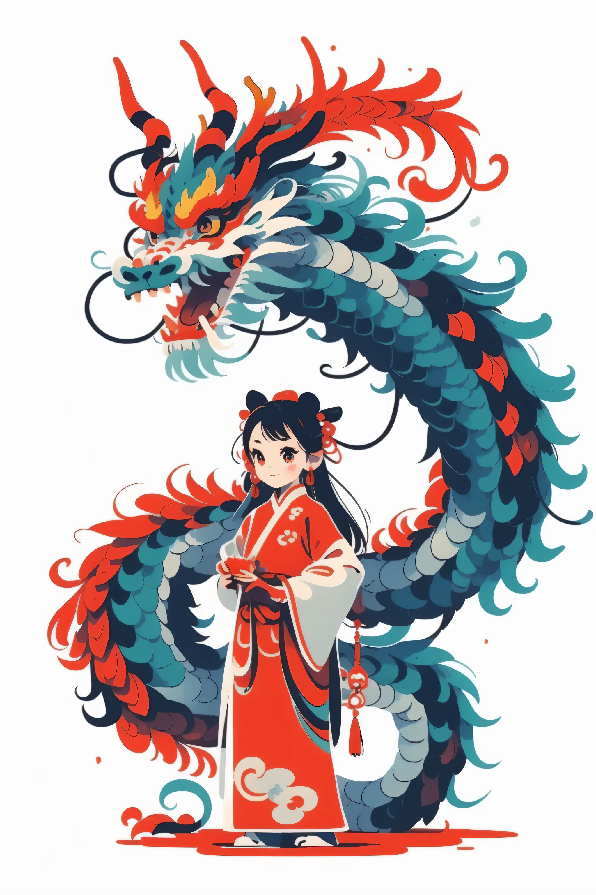 megawatt_bpxxh,1 girl,a chinese dragon,Red,simple background, White background
