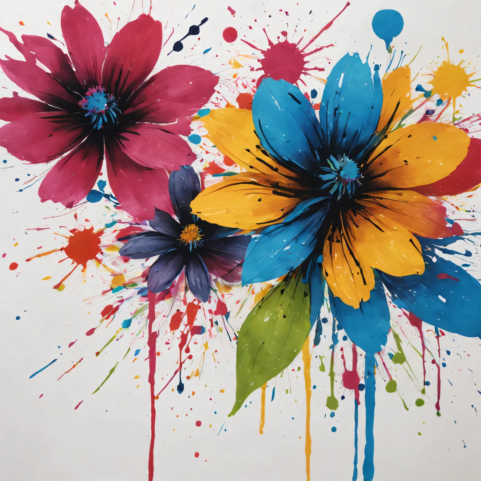 Ink splash art flower