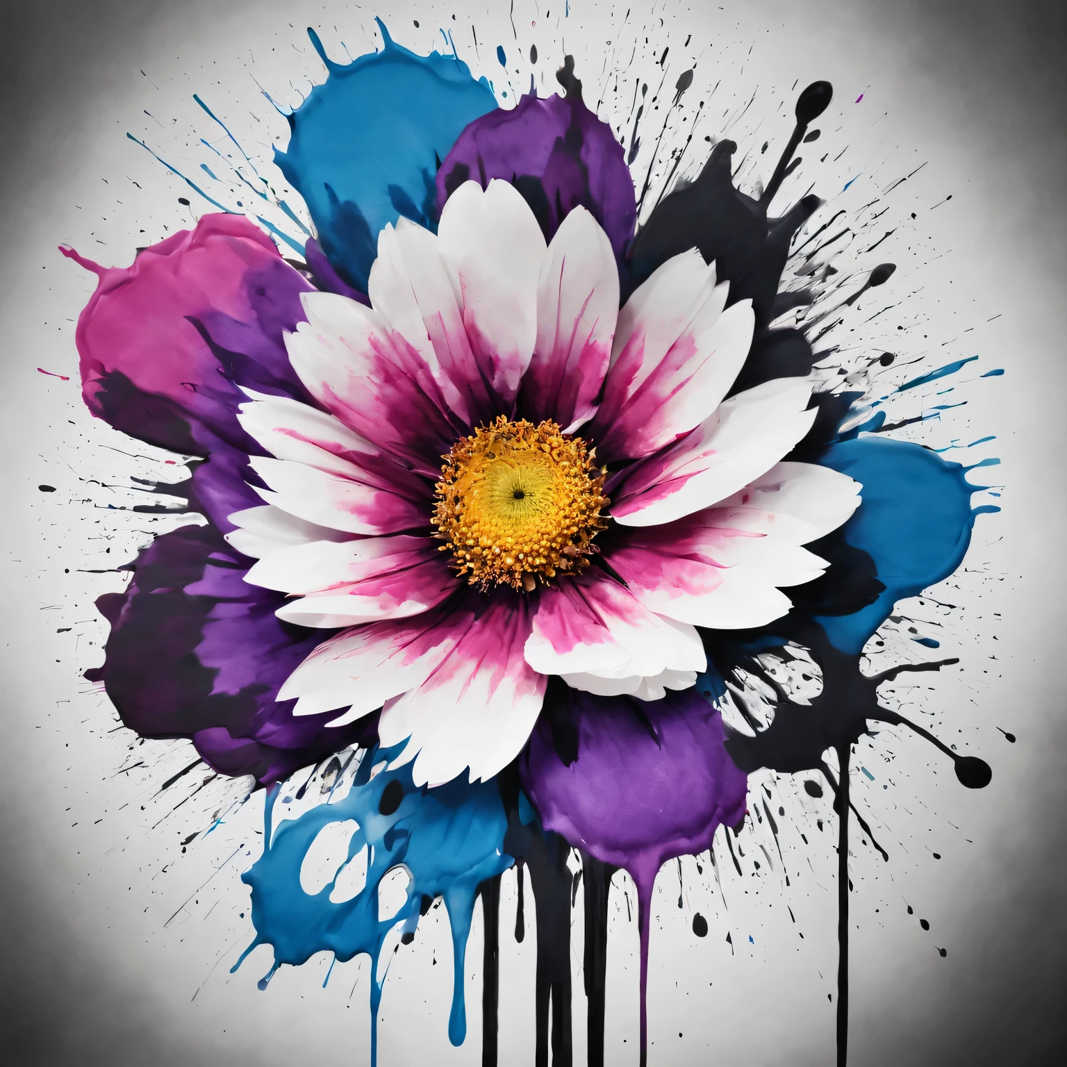 Ink splash art flower