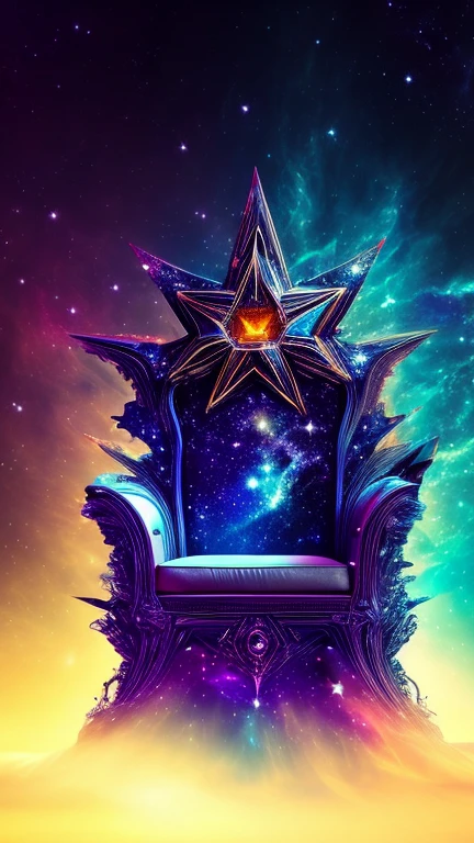 dreamlikeart, galaxy, outer space, nebula, star, [cyberpunked] throne from the stars. (star:2.0), floating