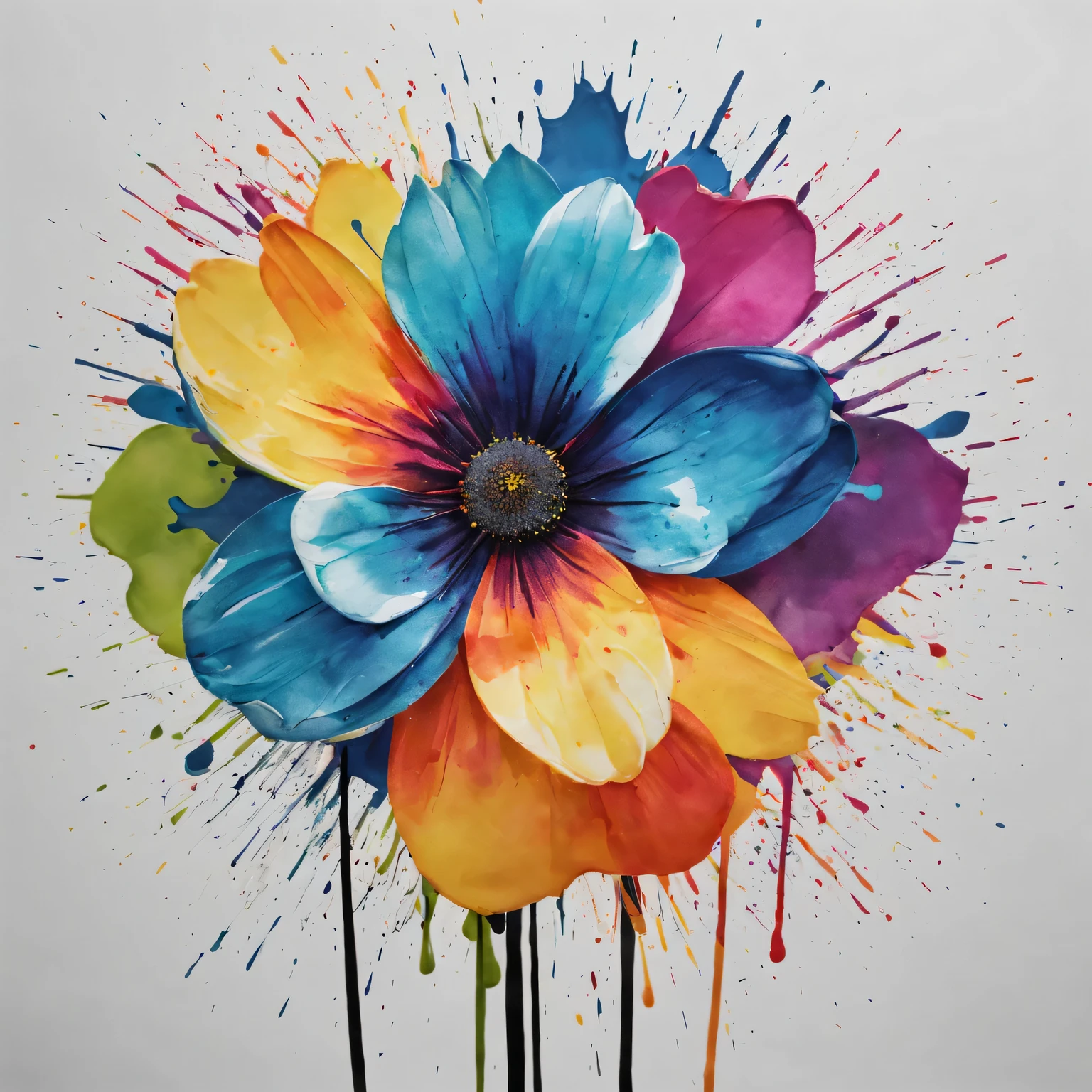 Ink splash art flower