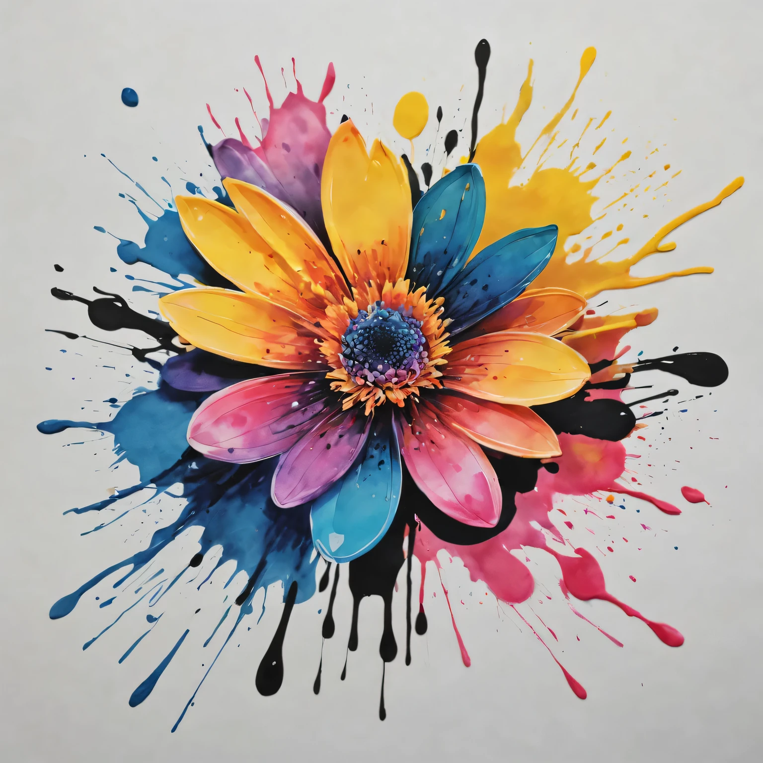 Ink splash art flower