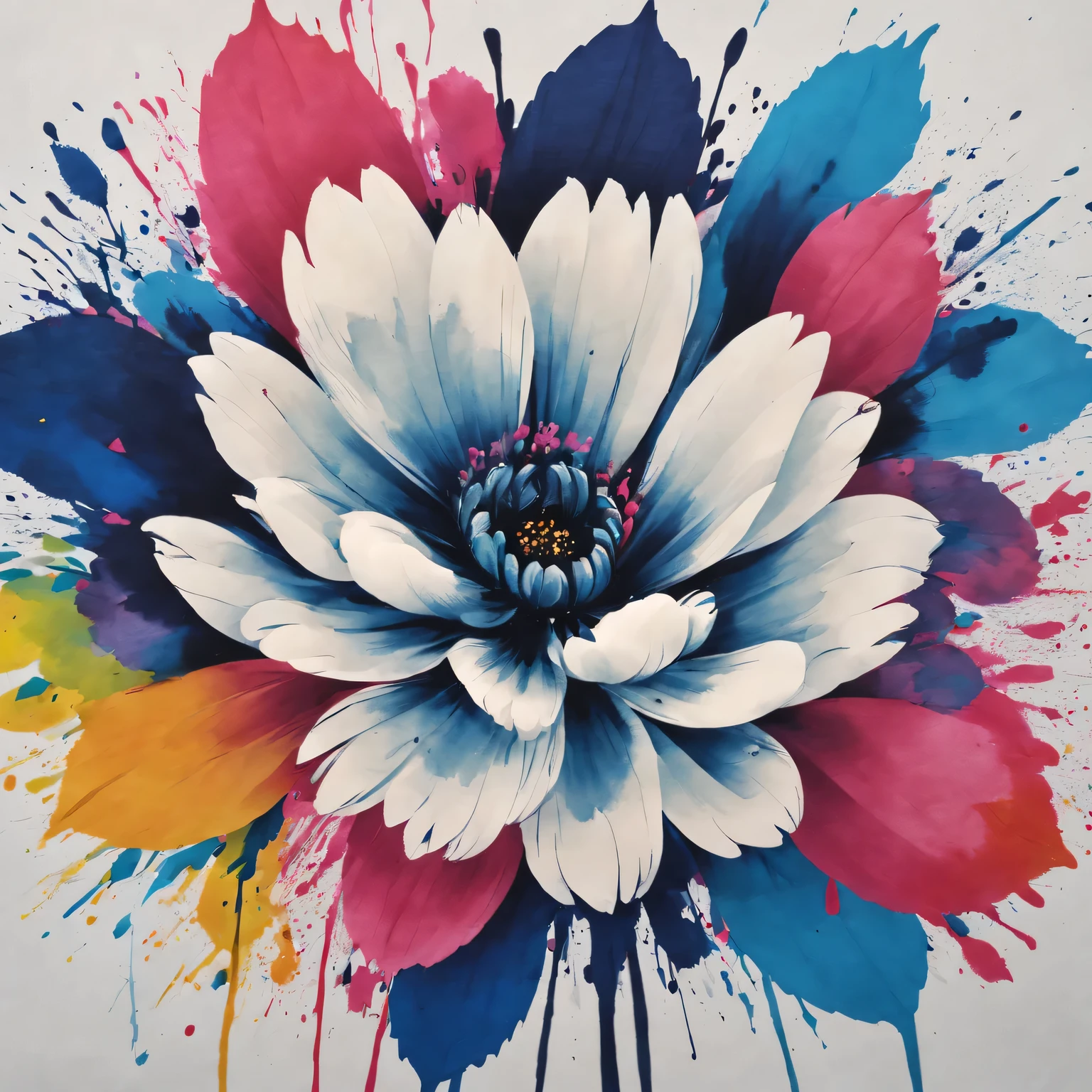 Ink splash art flower