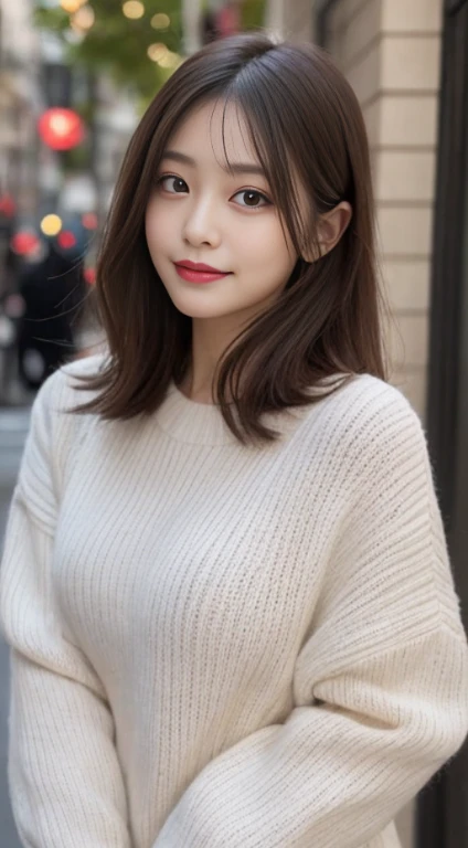 white knit sweater