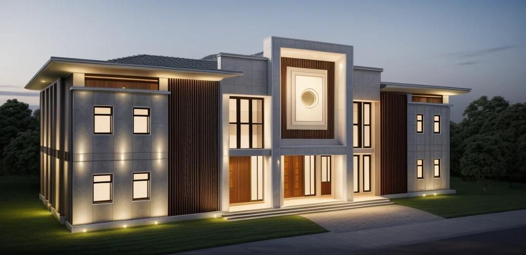 arafed white house with a car parked in front of it, neo - classical style, classicism style, classical style, rich house, exterior design, stunning grand architecture, elegant architecture, luxury architecture, neoclassical style, beatiful house, magnificent design, exquisite architecture, neo - classical, neo-classical, classicism artstyle, beautiful architecture, front perspective, 1 road runs in front of the house, (RAW photo, real, best quality, masterpiece:1.2), look morden minimalist, 1 road in front of the house, shime ring light, light brighteness from indoor:1.2, dynamic lighting:1.3, (hyper realistic, photo-realistic:1.2), high quality, day lighht, hight contrast :0.5 perfect lighting, archdaily, award winning contemporary, contemporary masterpiece, well-designed masterpiece, large modern residence, supper detail, utral detail, auto syn