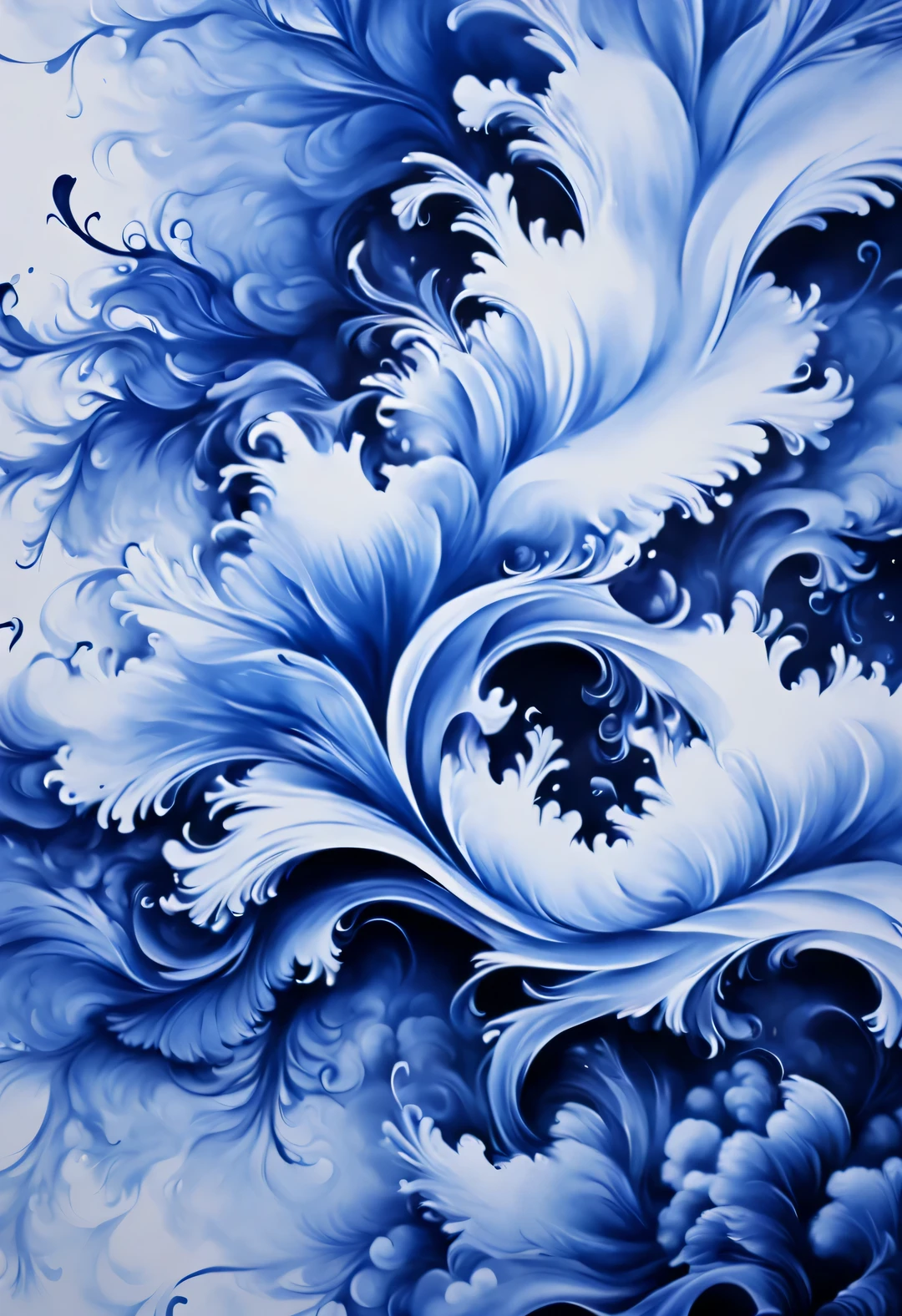 blue ink art，Wallpaper phone，airbrush painting style, Beautiful detailed