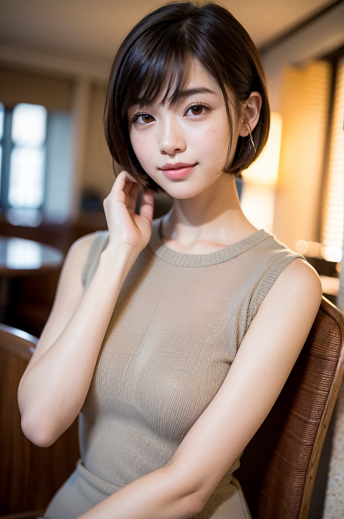 (8k, RAW photos, top quality, masterpiece: 1.2), ultra detailed, super resolution, (real, real photos: 1.37), portraits, high definition RAW color photos, professional photos, very detailed and beautiful, highly detailed, 8k wallpapers, amazing details, huge file size, official art, highly detailed CG Unity 8k wallpapers, highly detailed beautiful girls, highly detailed facesHighly detailed eyes, very detailed skin, highly detailed fingers, highly detailed nose, highly detailed detailed mouth, perfect anatomy, detailed background, detailed clothes, one girl, (20:1.2), 20s, cute girl, realistic body, ((petite)))), white skin, glowing skin, slim body, black hair, (((short hair)), (dull bangs: 1.2), smile, cute, youthful, cute face, Realistic face, delicate eyes, sagging eyes, (((miniskirt)), (office)), (no bra))), (WET BODY)), (in a black suit)), ((wet hair)), (arms crossed behind the head))), (legs spread))), (sexy and dynamic pose)), necklaces, earrings, camera gaze, cowboy shots, contrappost, Dynamic lighting, C-cup milk,