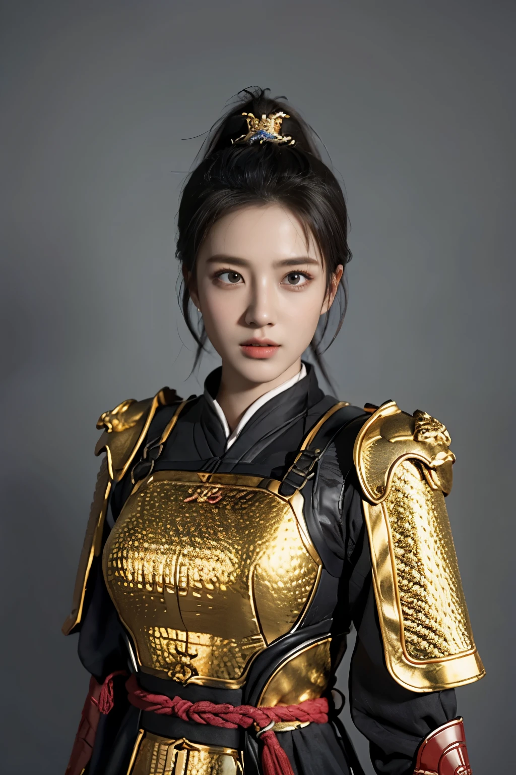 Game art，The best picture quality，Highest resolution，8K，(A bust photograph)，(Portrait)，(Head close-up)，(Rule of thirds)，Unreal Engine 5 rendering works， (The Girl of the Future)，(Female Warrior)， 
20岁少女，(The generals of ancient China)，An eye rich in detail，(Big breasts)，优雅高贵，冷漠，勇敢的，
(Wearing ancient Chinese style armor，Armor of the Tang Dynasty，Costumes are rich in detail，Metallic luster，Silver gray)，中国人物，奇幻风格，
拍照姿势，野外背景，Movie lights，Ray tracing，Game CG，((3D Unreal Engine))，oc渲染反射纹