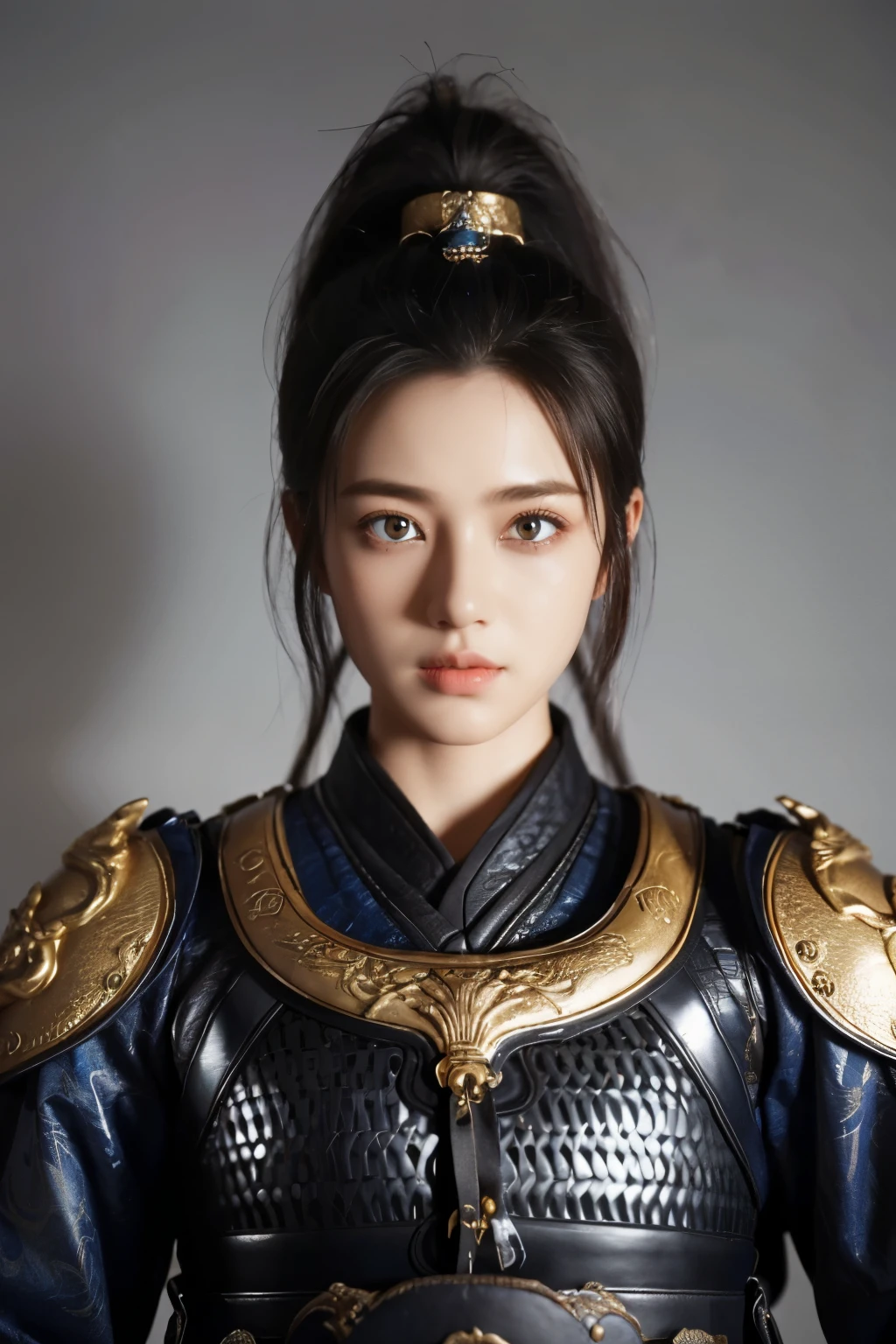 Game art，The best picture quality，Highest resolution，8K，(A bust photograph)，(Portrait)，(Head close-up)，(Rule of thirds)，Unreal Engine 5 rendering works， (The Girl of the Future)，(Female Warrior)， 
20岁少女，(The generals of ancient China)，An eye rich in detail，(Big breasts)，优雅高贵，冷漠，勇敢的，
(Wearing ancient Chinese style armor，Armor of the Tang Dynasty，Costumes are rich in detail，Metallic luster，Silver gray)，中国人物，奇幻风格，
拍照姿势，野外背景，Movie lights，Ray tracing，Game CG，((3D Unreal Engine))，oc渲染反射纹