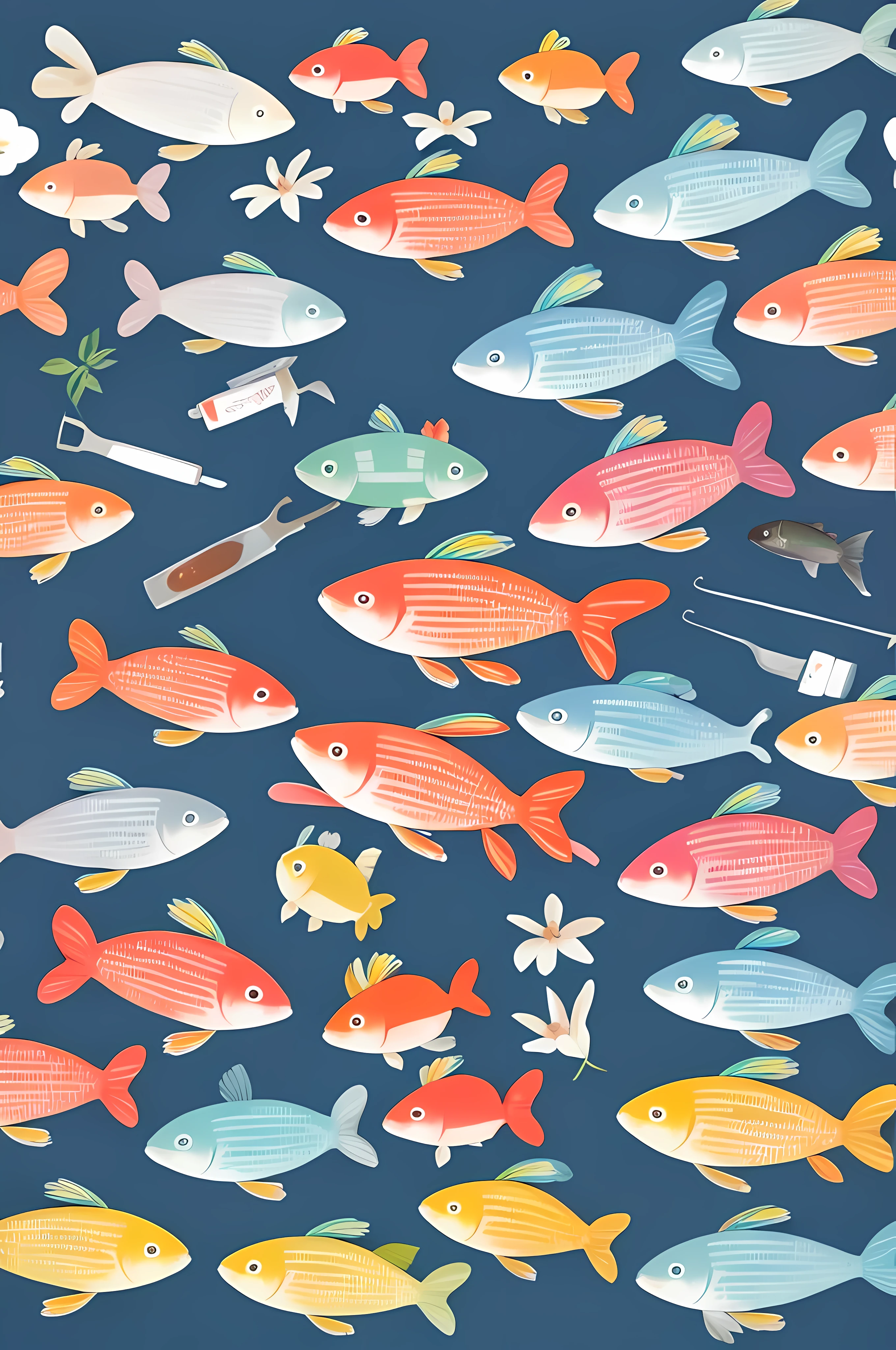 masterpiece, best quality, Popular science style,fish,chibi,simple background,