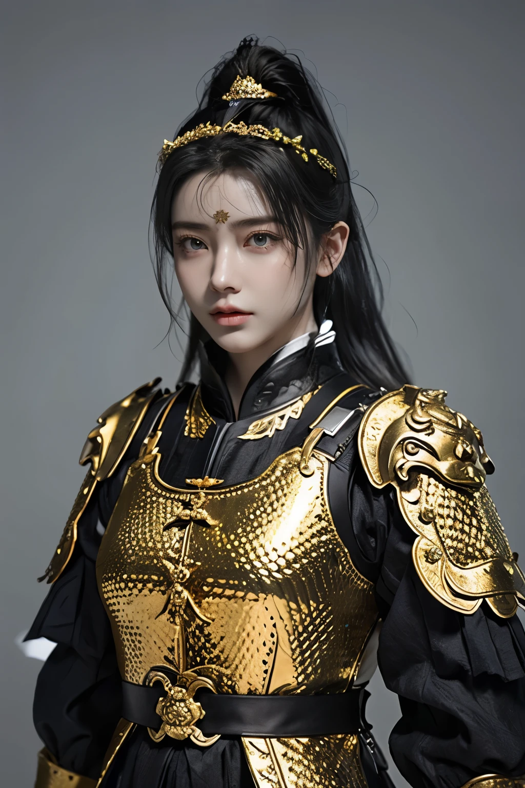 Game art，The best picture quality，Highest resolution，8K，(A bust photograph)，(Portrait)，(Head close-up)，(Rule of thirds)，Unreal Engine 5 rendering works， (The Girl of the Future)，(Female Warrior)， 
20岁少女，(The generals of ancient China)，An eye rich in detail，(Big breasts)，优雅高贵，冷漠，勇敢的，
(Wearing ancient Chinese style armor，Armor of the Tang Dynasty，Costumes are rich in detail，Metallic luster，Silver gray)，中国人物，奇幻风格，
拍照姿势，野外背景，Movie lights，Ray tracing，Game CG，((3D Unreal Engine))，oc渲染反射纹