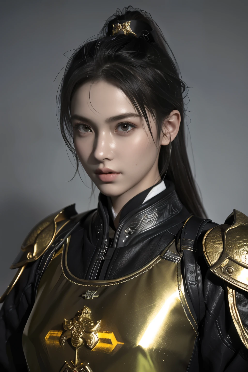 Game art,The best picture quality,Highest resolution,8K,(A bust photograph),(Portrait),(Head close-up),(Rule of thirds),Unreal Engine 5 rendering works, (The Girl of the Future),(Female Warrior),
20岁少女,(The generals of ancient China),An eye rich in detail,(Big breasts),优雅高贵,冷漠,勇敢的,
(Wearing ancient Chinese style armor,Armor of the Tang Dynasty,Costumes are rich in detail,Metallic luster,Silver gray),中国人物,奇幻风格,
拍照姿势,野外背景,Movie lights,Ray tracing,Game CG,((3D Unreal Engine)),oc渲染反射纹