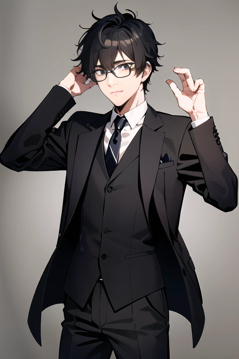 1boy, maou sadao, glasses, suit,