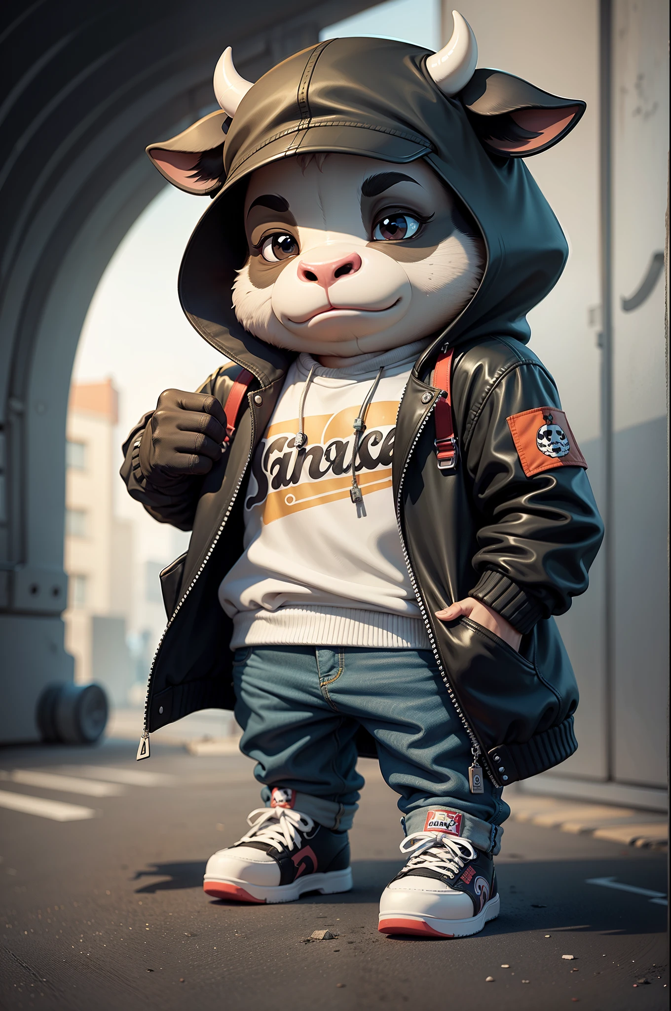 C4tt4stic, Cartoon cow in jacket and skateboard