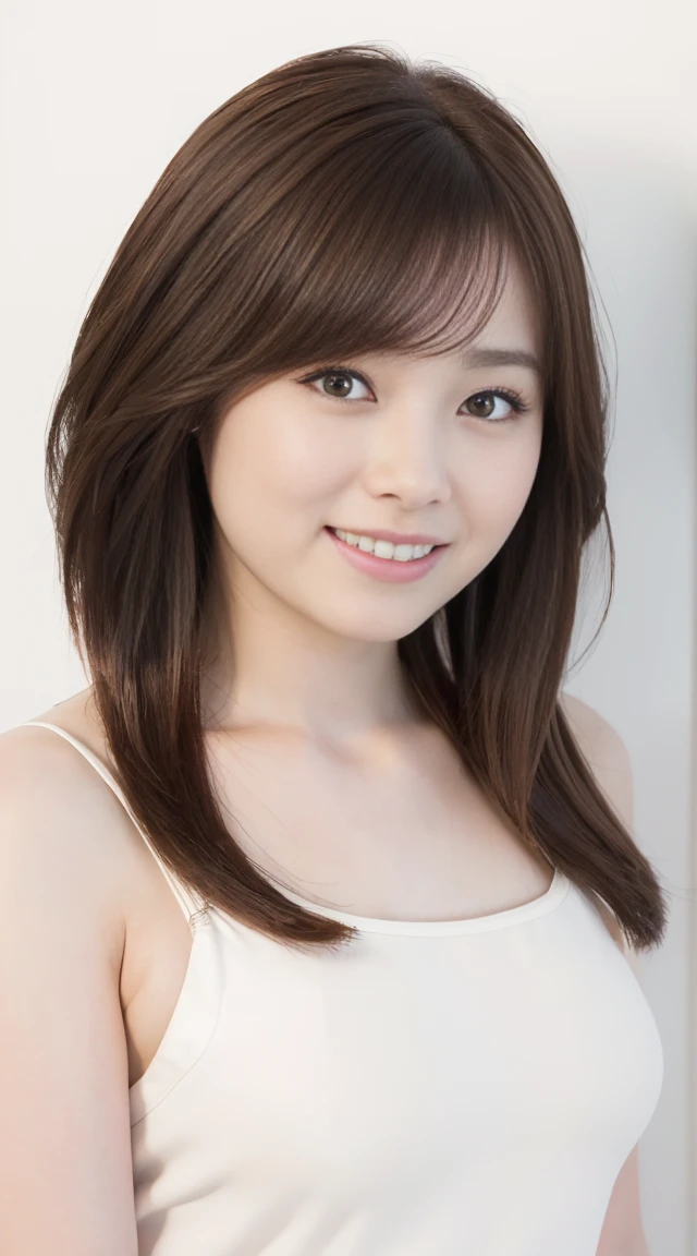 oil(highest quality, 8K, 32K, masterpiece, ), (Raw photo), (realistic), (Photoreal:1.2), (High resolution), super detailed, very beautiful face and eyes, 1 girl, (), infp young woman, round and small face, big breasts thin waist, smile、(((small breasts)))、(((white wall background)))、 (Random and cute clothes), (bust shot)、(((brown hair)))、woman's face、(((upper body shot)))、(((lob hair)))、(((lob hair)))、(((cheeks are flushed)))、(((I have brown hair)))、(((red tie)))、(((Arms folded in front of the chest)))、(((laughing out loud)))、(((open your mouth)))、(((cheeks are flushed)))