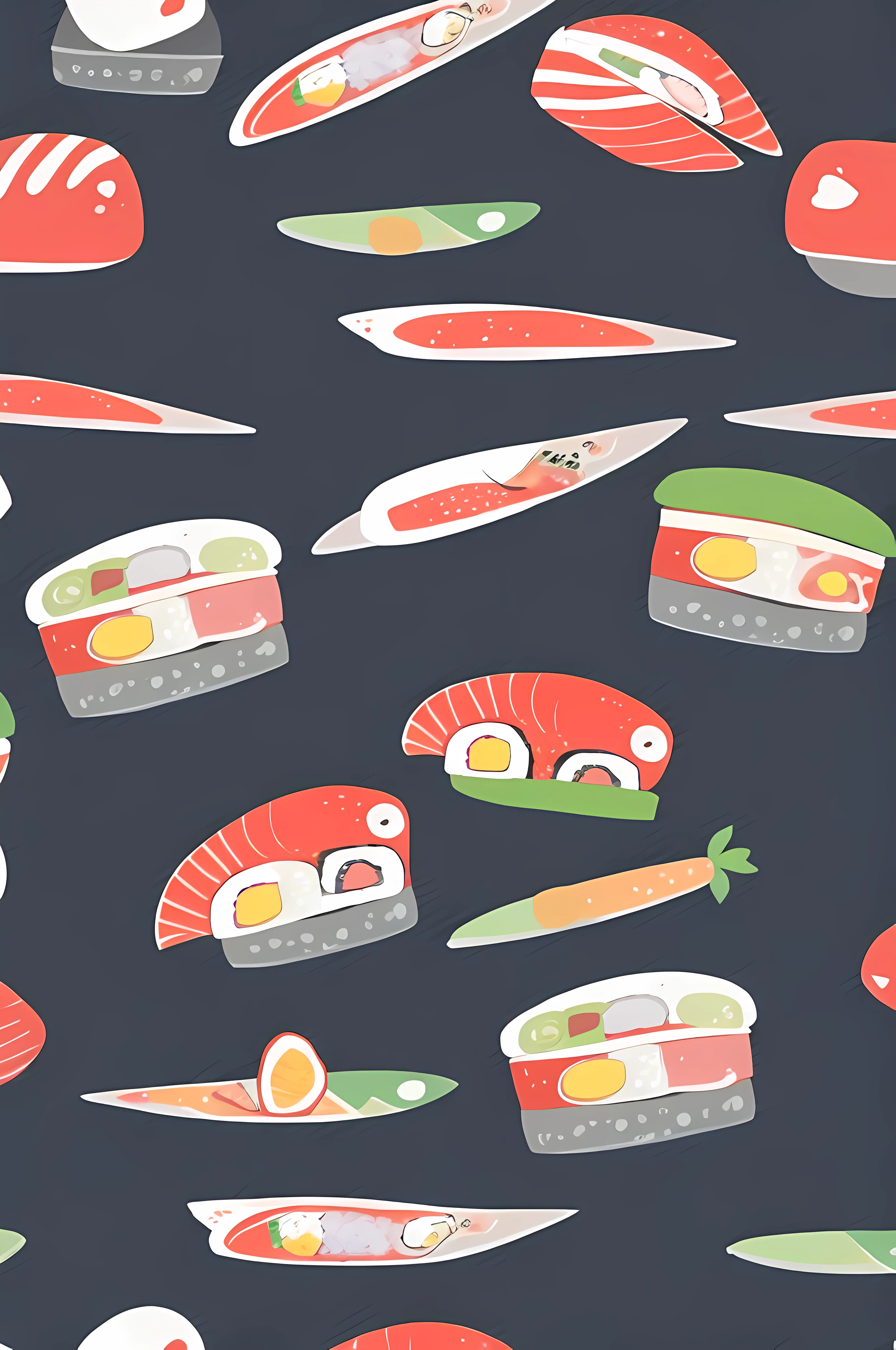 masterpiece, best quality, Popular science style，sushi，food,chibi,simple background,